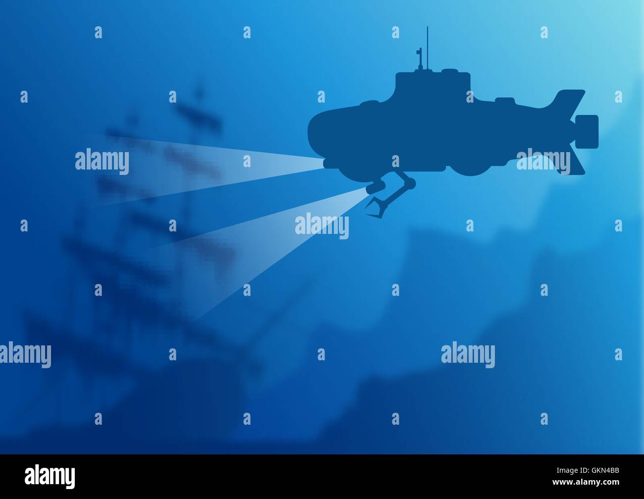 Mit u-Boot unter Wasser der Hintergrund jedoch unscharf Stock