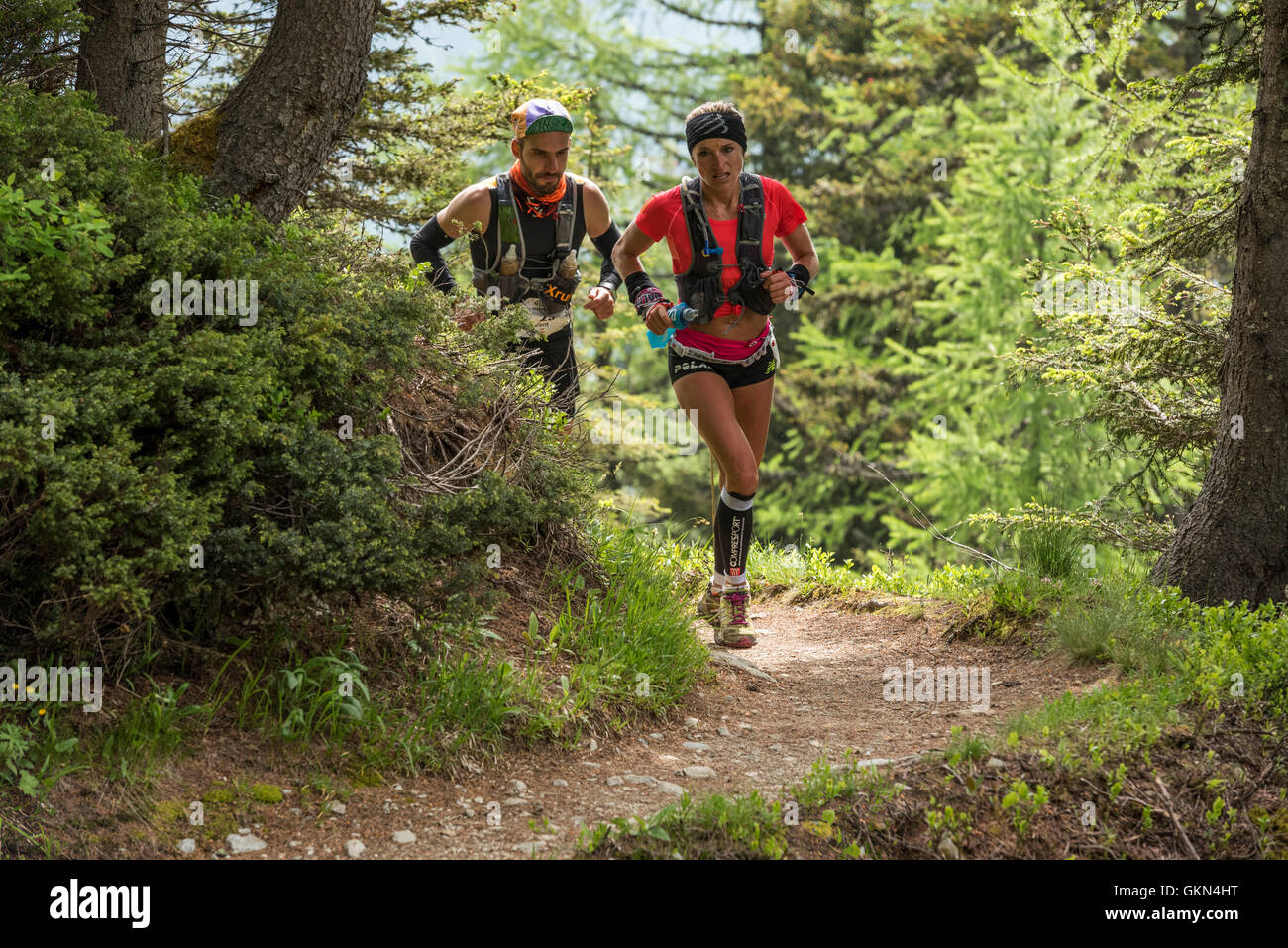 Amandine Ferrato - Vincent Viet / Chamonix Trail running Marathon 2016 Stockfoto