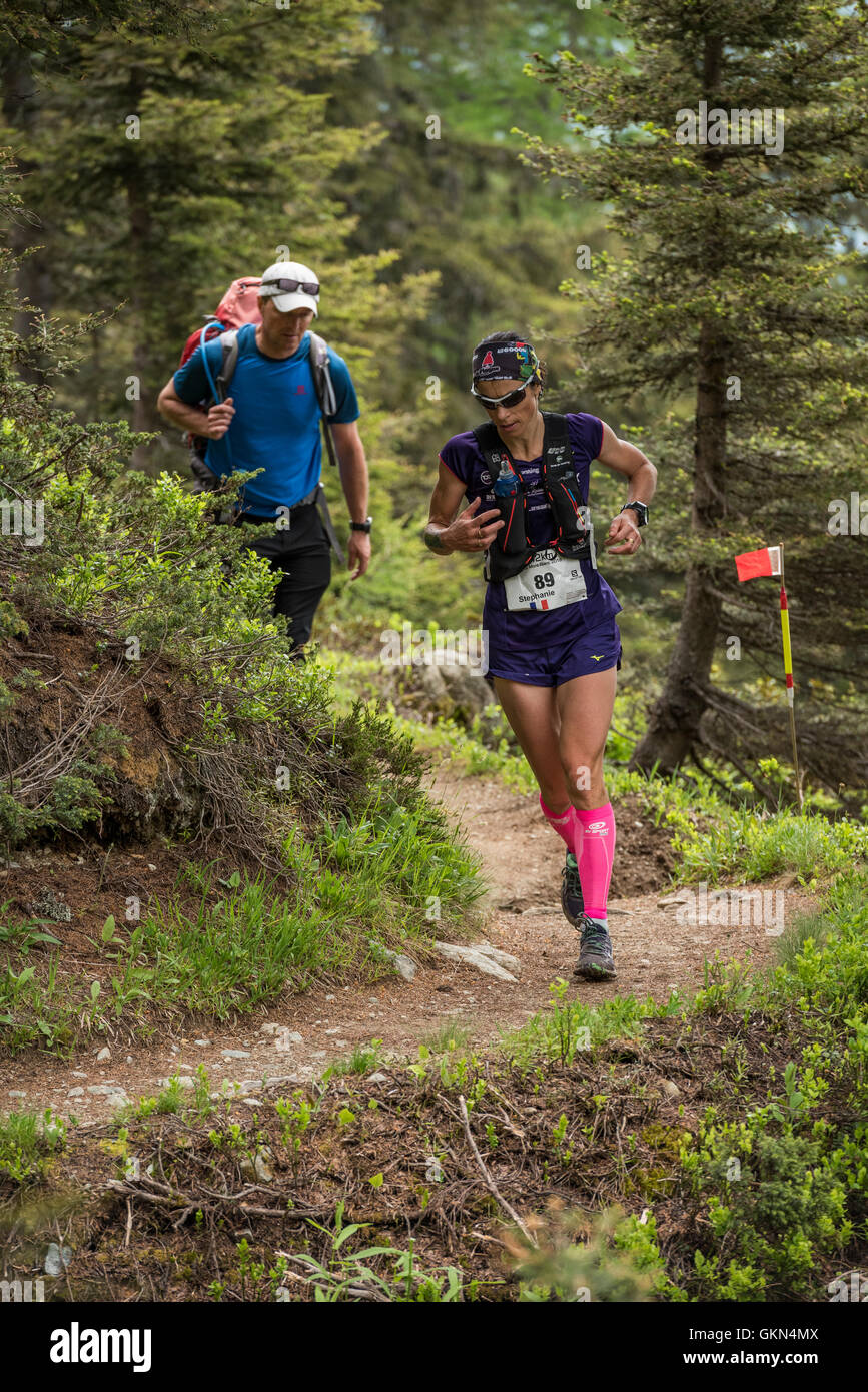 Stephanie Duc - Chamonix-Trail-running-Marathon 2016 Stockfoto