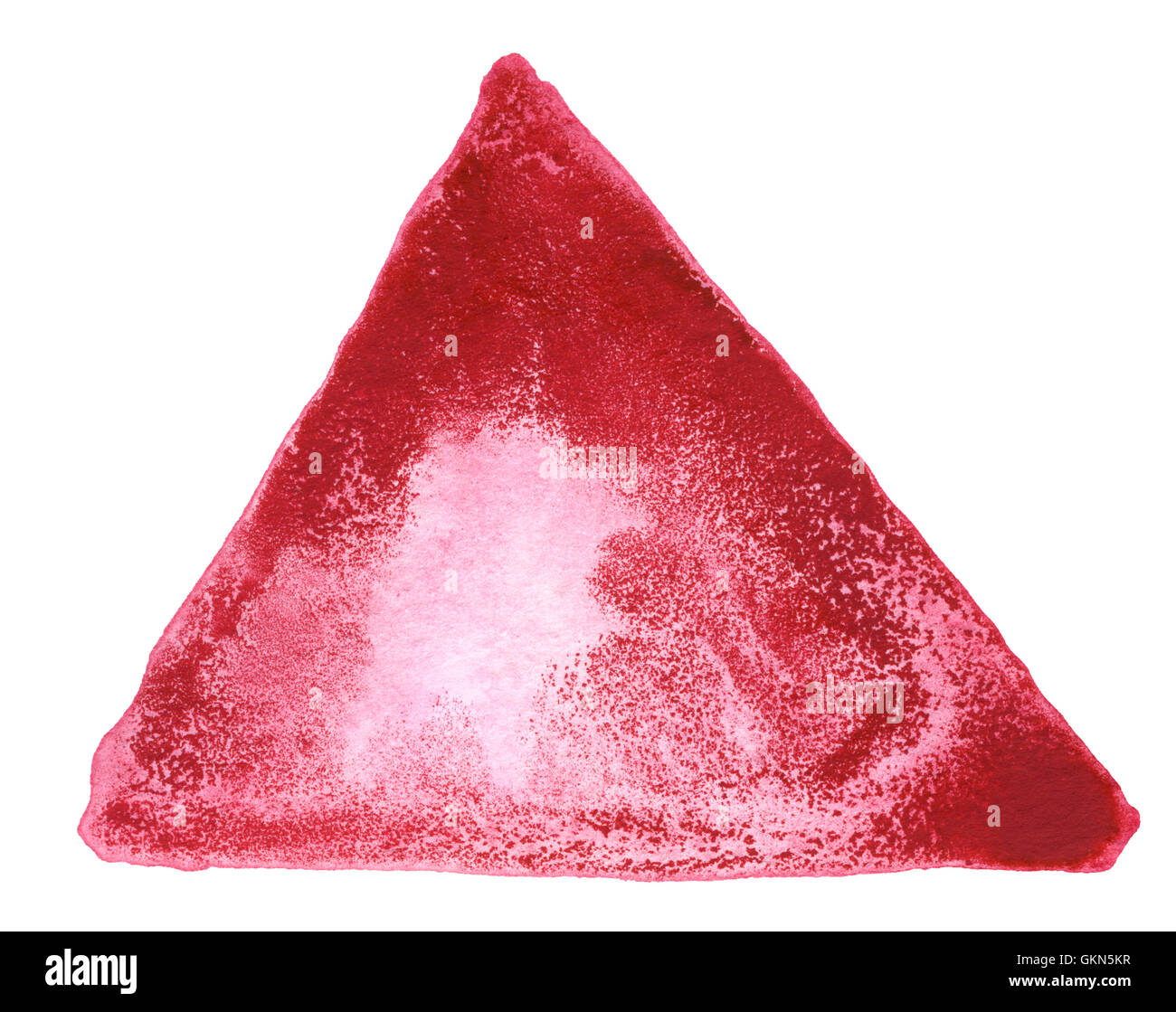 ein rotes Aquarell Dreieck in weißem Rücken Stockfoto