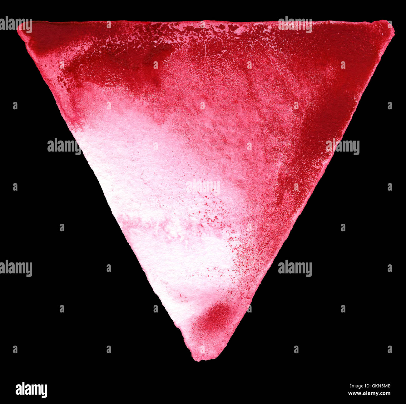 ein Aquarell rotes Dreieck in schwarzer Rücken Stockfoto