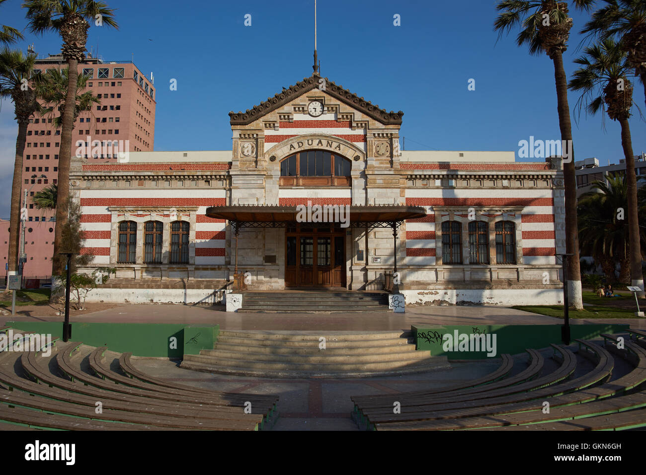 Historische Zollstelle in der Stadt Arica im Norden Chiles. Stockfoto