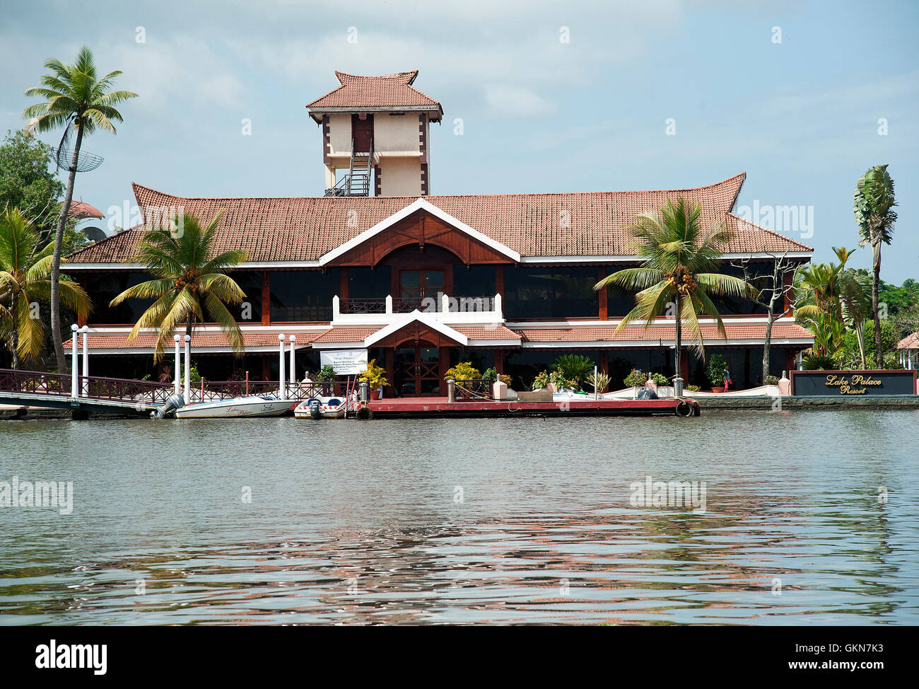 Das Bild des Lake Palace Resort in Alleapy, Kerala, Indien Stockfoto