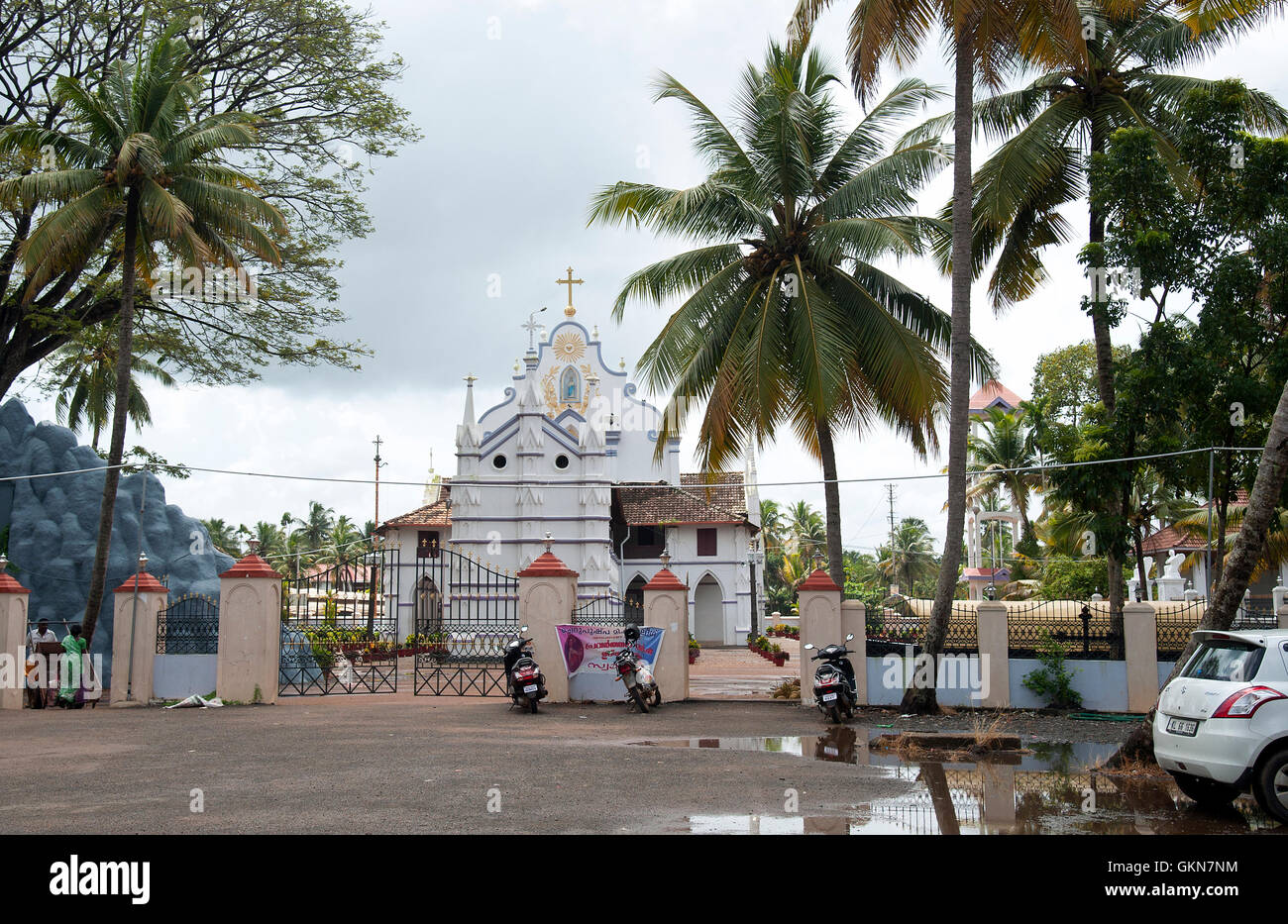 Das Bild der Kirche in Champakullam, Allaepy, Kerala, Indien Stockfoto