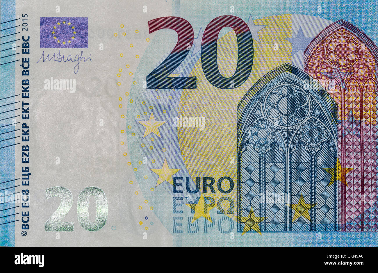 20 Euro Banknote Fragment Makro Stockfoto