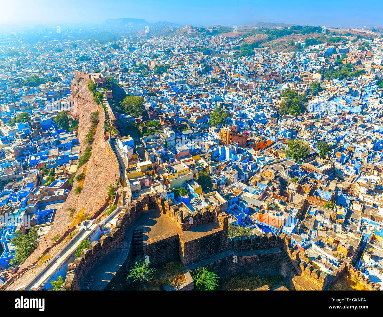 Jodhpur, die blaue Stadt. Blick vom Mehrangarh Fort. Rajasthan, Indien, Asien Stockfoto