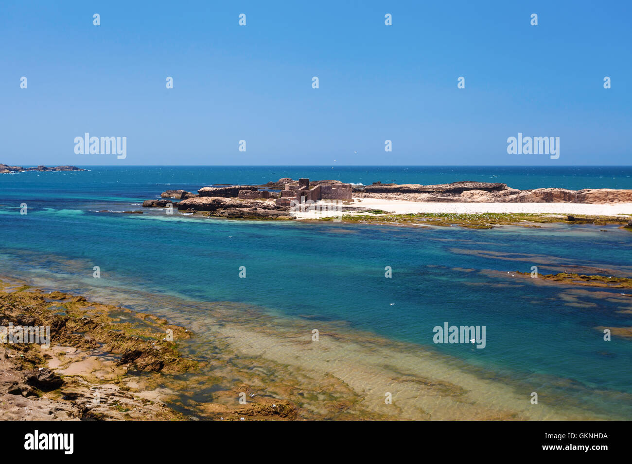 Schloss auf der Felseninsel, Essaouira, Marokko Stockfoto