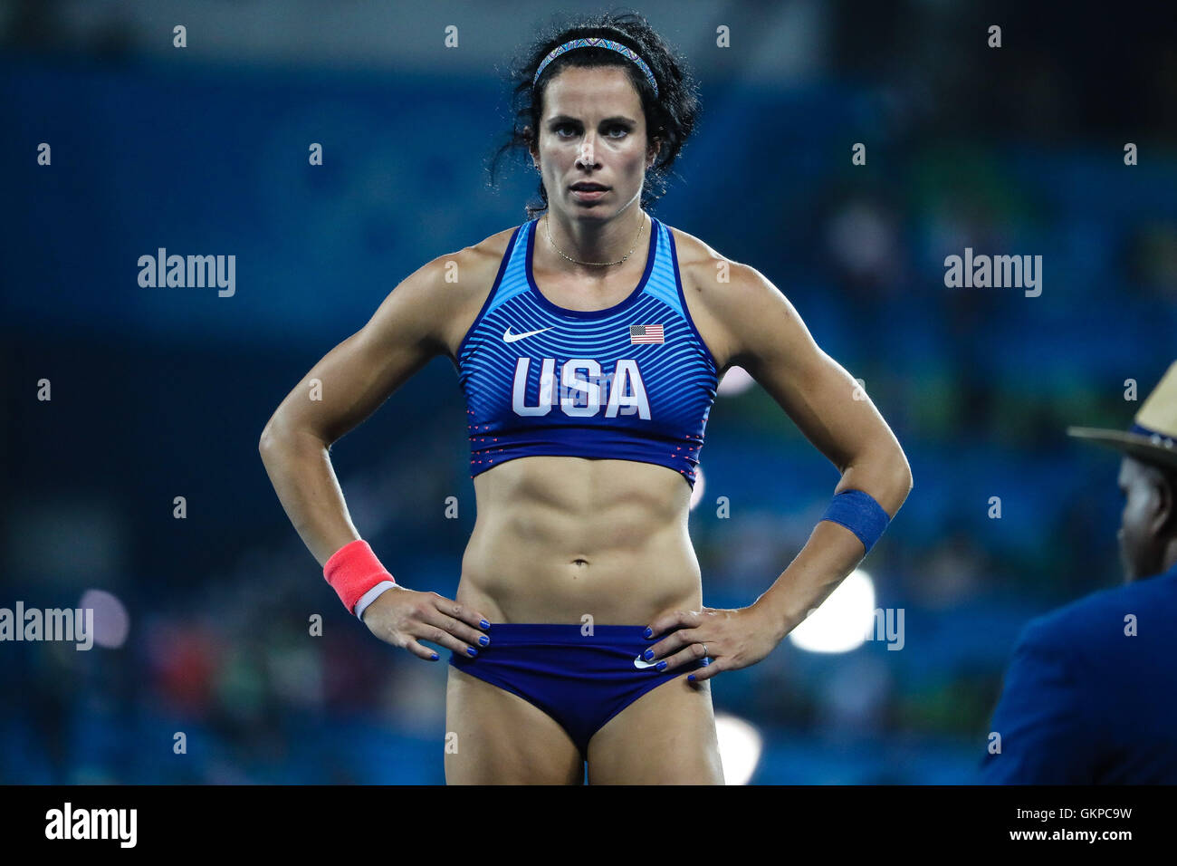 RIO DE JANEIRO, RJ - 19.08.2016: Leichtathletik RIO 2016 OLYMPICS - Jennifer Suhr (USA) während der Stabhochsprung Leichtathletik bei den Olympischen Spiele in Rio 2016 im Olympiastadion statt. (Foto: Fernanda Paradiso/Fotoarena) Stockfoto