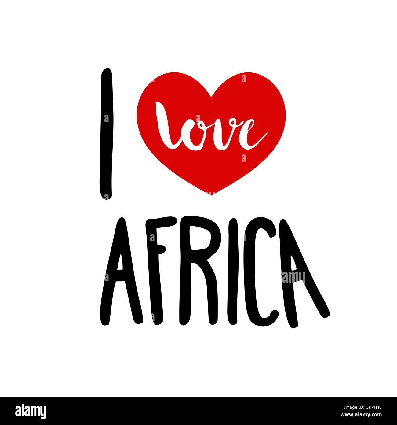 Ich liebe Afrika. Patriotische rotes Herz einfaches Symbol weißen