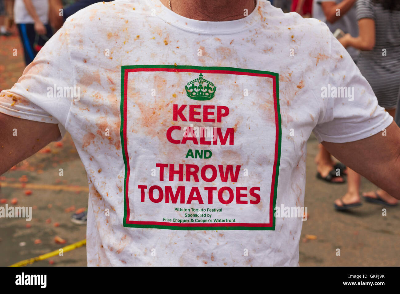 Tomaten-Kämpfer, Pittston Tomato Festival, Pittston, Pennsylvania, USA Stockfoto