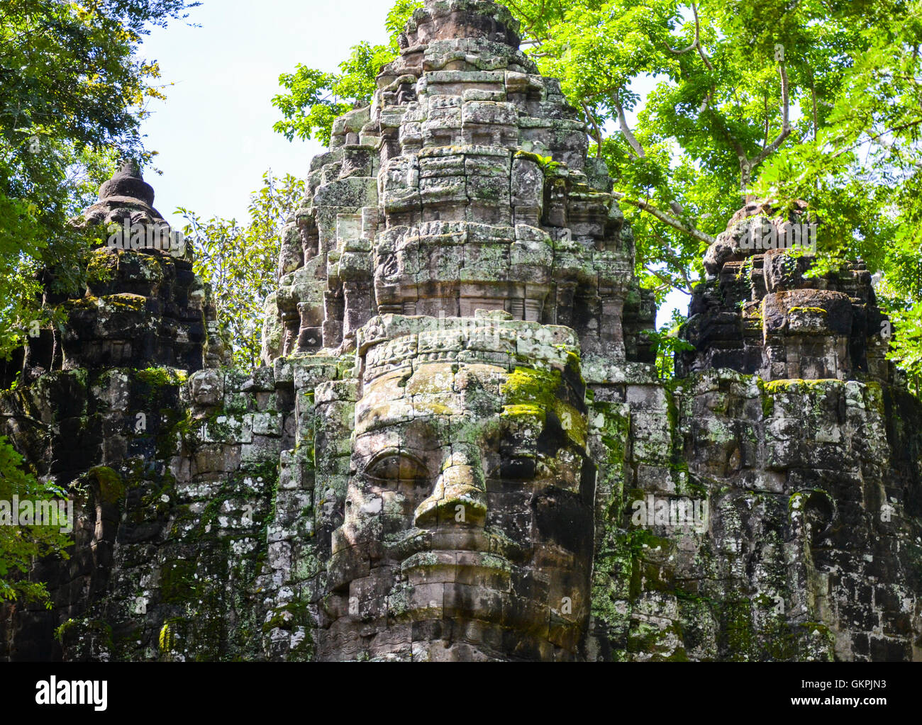 Details zu das Tor nach Angkor Thom, Angkor Wat Komplex, Siem Reap, Kambodscha Stockfoto