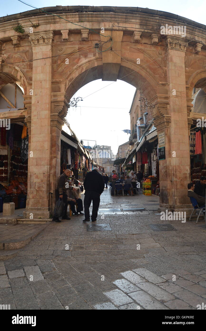 Die Via Dolorosa (lateinisch: "Weg der Trauer," 'Weg des Elends","Weg des Leidens"oder einfach" schmerzhafte Art und Weise, Jerusalem, Israel Stockfoto