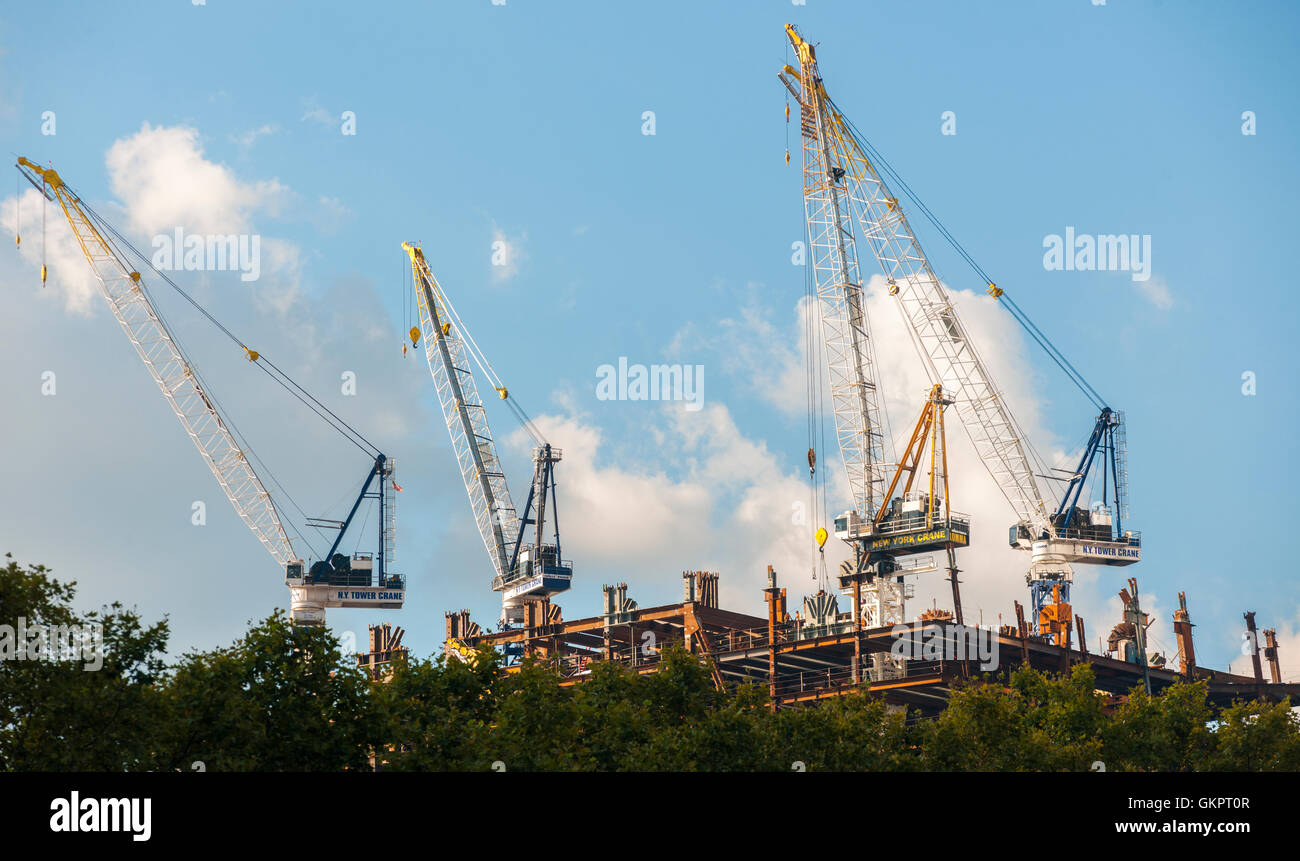 Freitag, 19. August 2016 Projekt Kränen in den Bau von 30 Hudson Yards auf der West Side von New York.  (© Richard B. Levine) Stockfoto