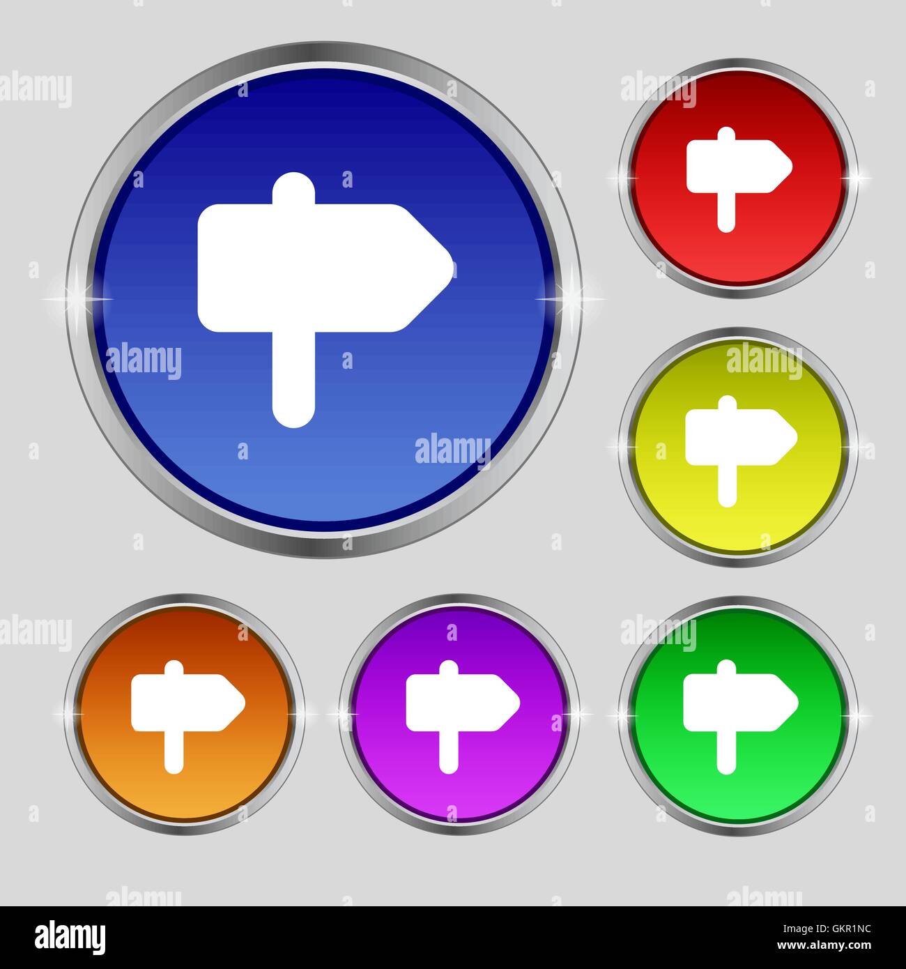 Informationsschild-Symbol. Rundes Symbol auf hellen bunten Knöpfen. Vektor Stock Vektor