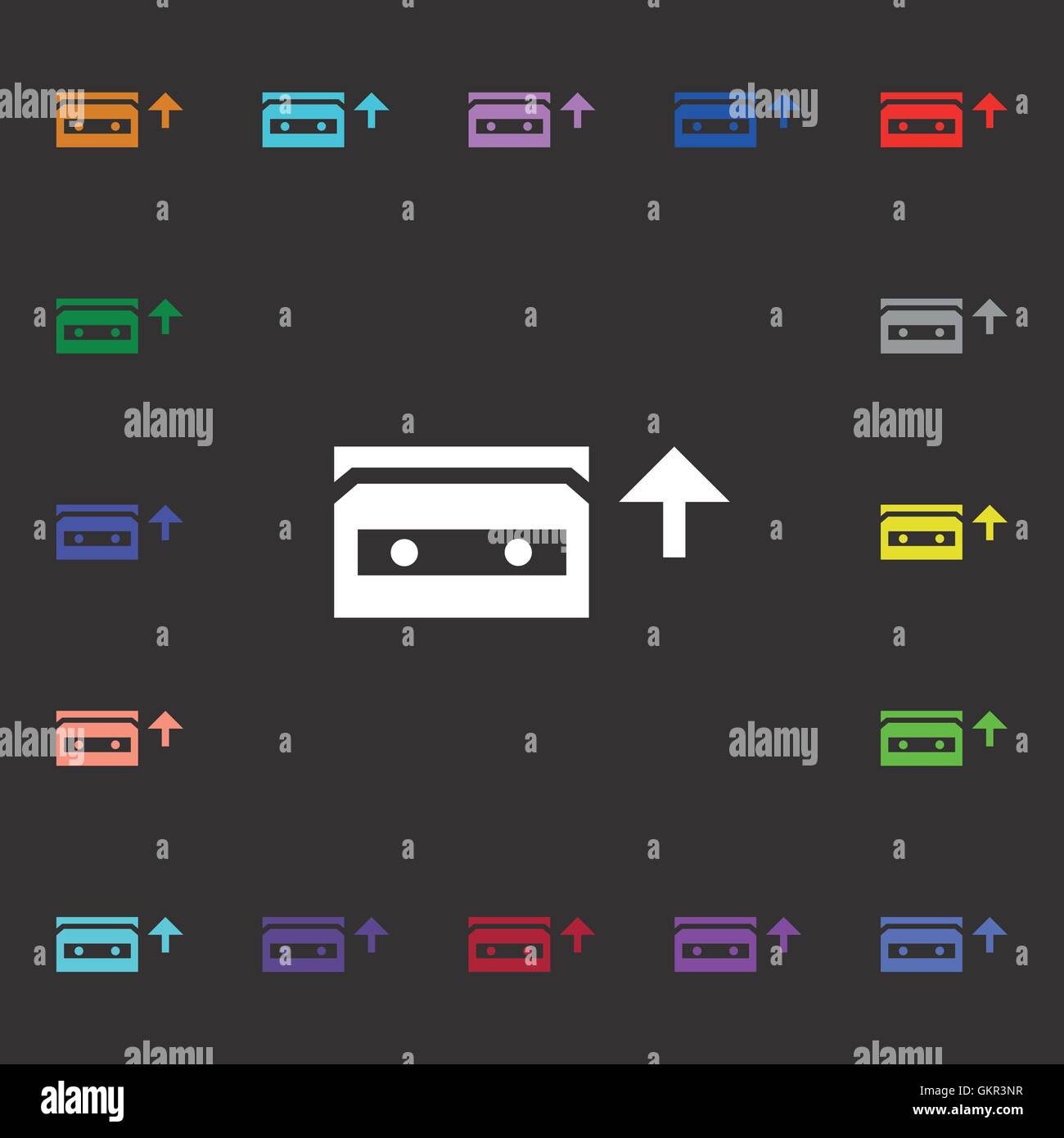 Audio-Kassette Symbol Zeichen. Viele bunte Symbole für Ihr Design. Vektor Stock Vektor