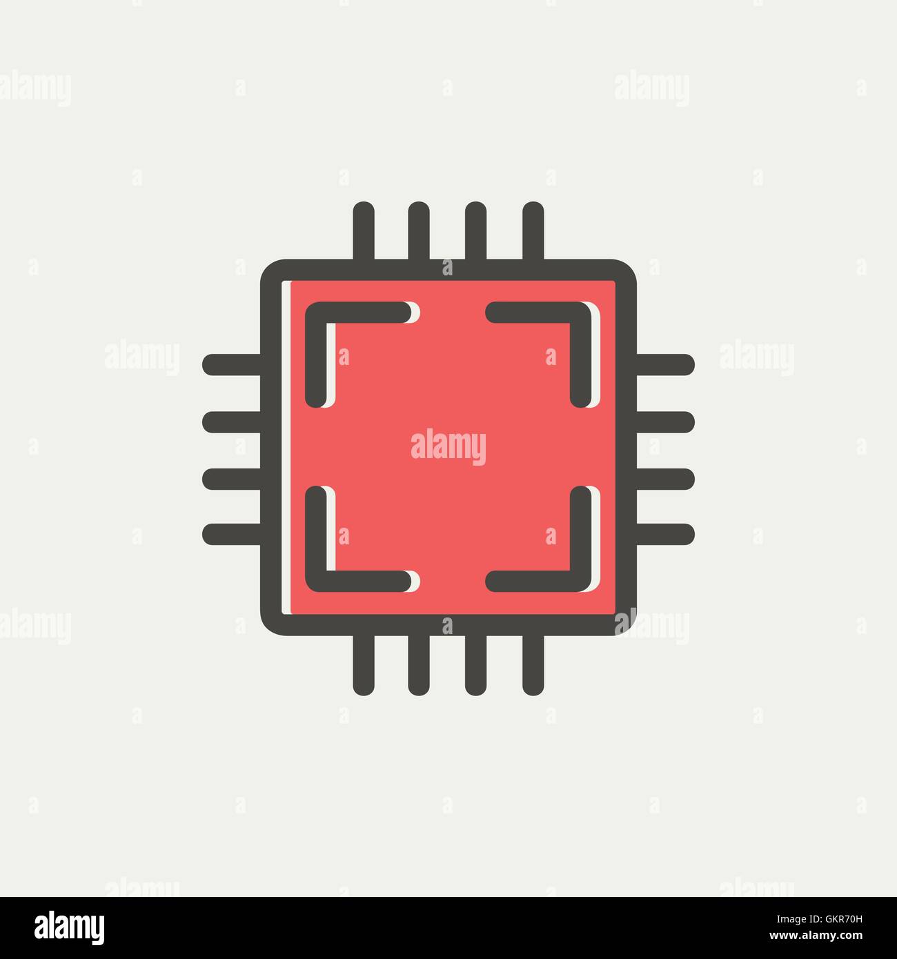 CPU-dünne Linie-Symbol Stock Vektor