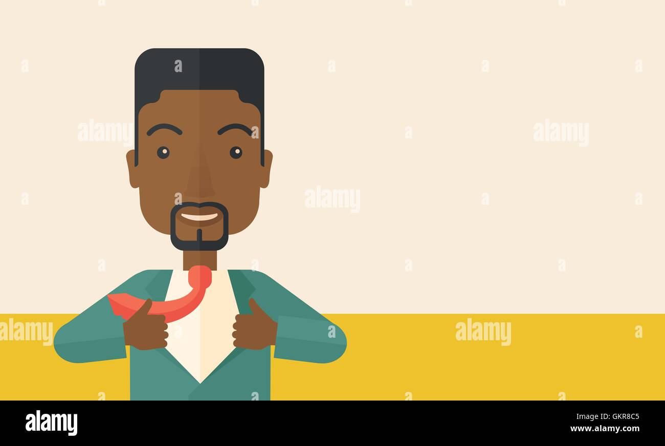 Happy arbeiten afrikanischen Mann, seine Kleider zu wechseln. Stock Vektor