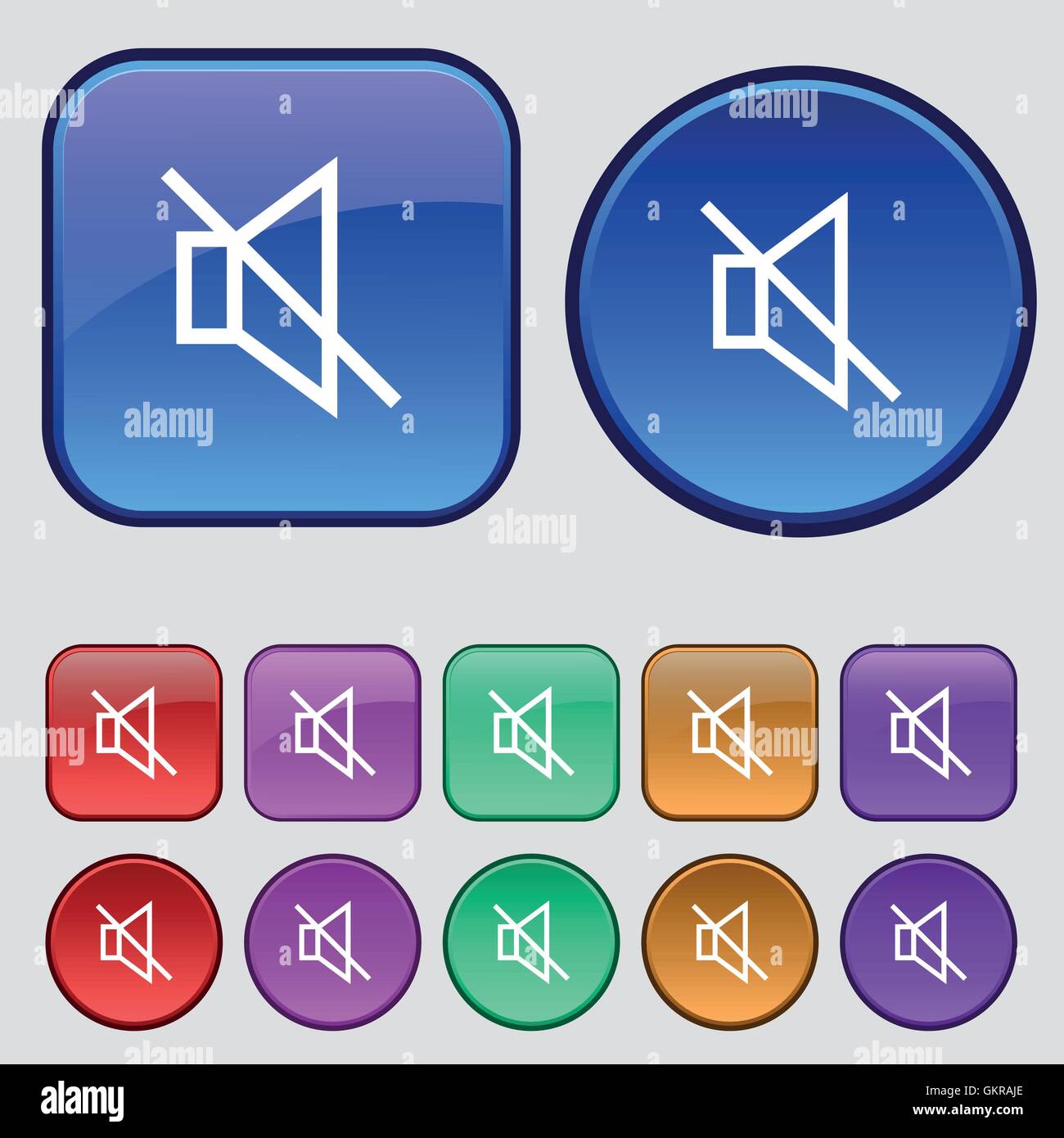 ohne Ton stumm Symbol Zeichen. Eine Reihe von zwölf Vintage Knöpfe für Ihr Design. Vektor Stock Vektor