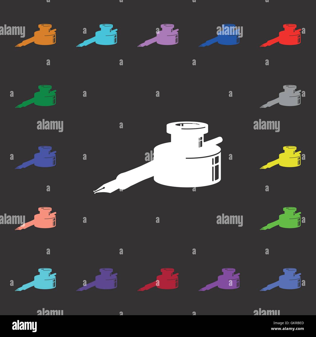 Feder und Tinte Symbol Zeichen. Viele bunte Symbole für Ihr Design. Vektor Stock Vektor