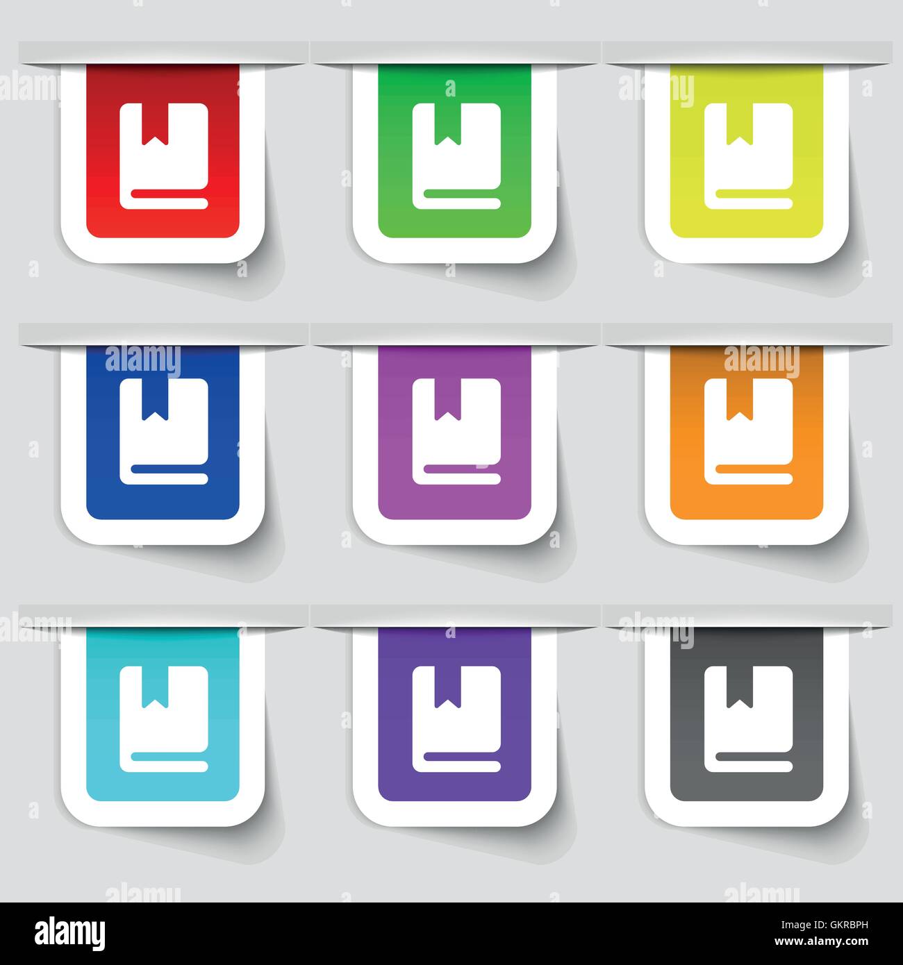 Lesezeichen-Symbol Zeichen. Reihe von bunten moderne Etiketten für Ihr Design. Vektor Stock Vektor
