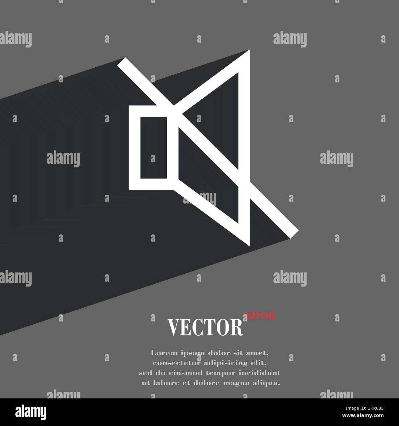 ohne Ton stumm Symbol Symbol flach moderne Webdesign mit langen Schatten und Platz für Ihren Text. Vektor Stock Vektor
