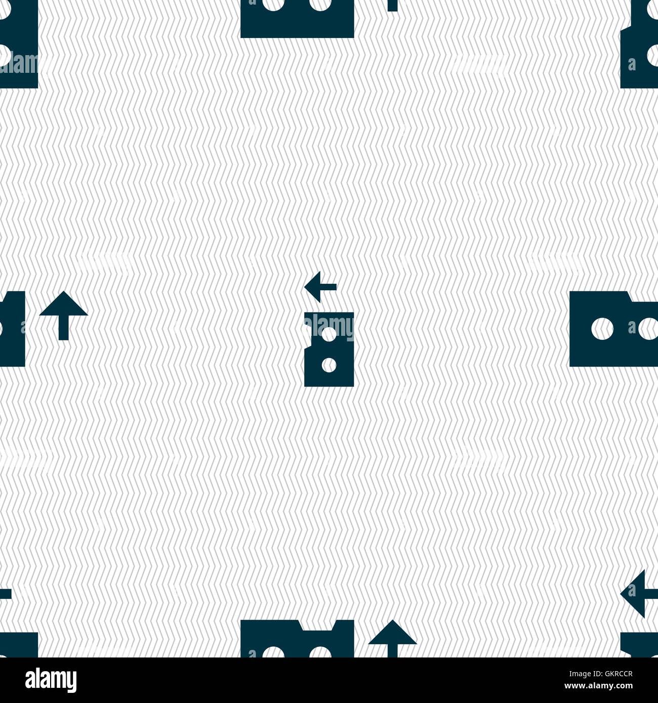 Audio-Kassette Symbol Zeichen. Nahtlose Muster mit geometrischen Struktur. Vektor Stock Vektor