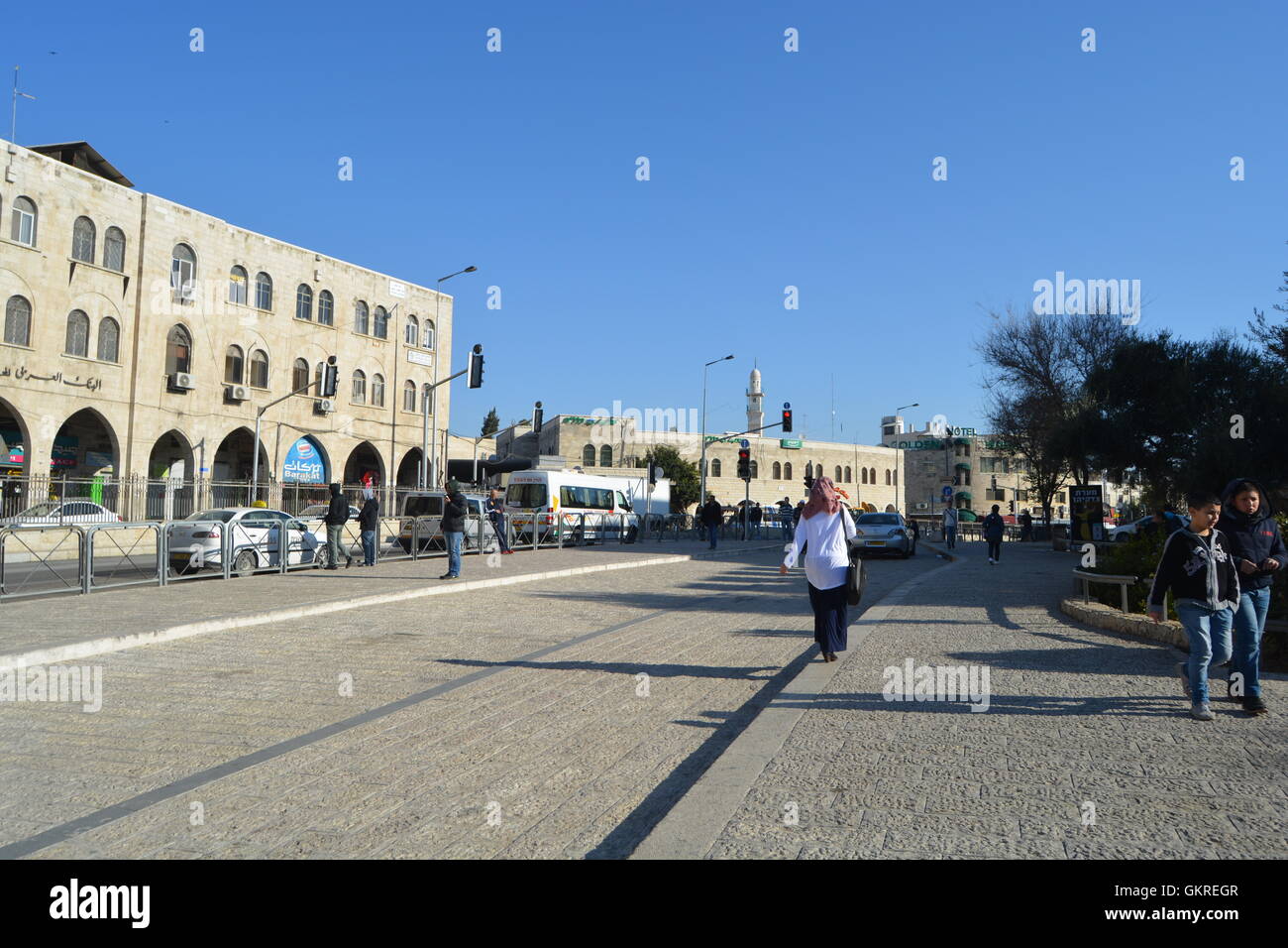 Die Via Dolorosa (lateinisch: "Weg der Trauer," 'Weg des Elends","Weg des Leidens"oder einfach" schmerzhafte Art und Weise, Jerusalem, Israel Stockfoto