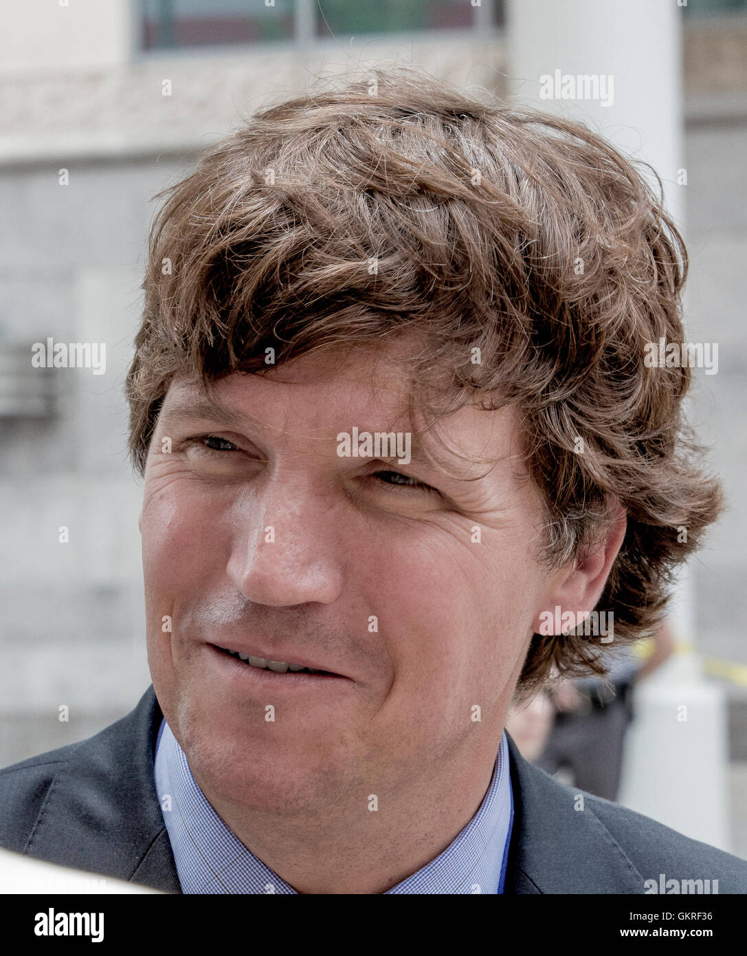 Cleveland, Ohio, USA, 18. Juli 2016 Tucker Carlson von FOX News außerhalb der Arena bei der RNC-Kredit zu beschleunigen: Mark Reinstein Stockfoto