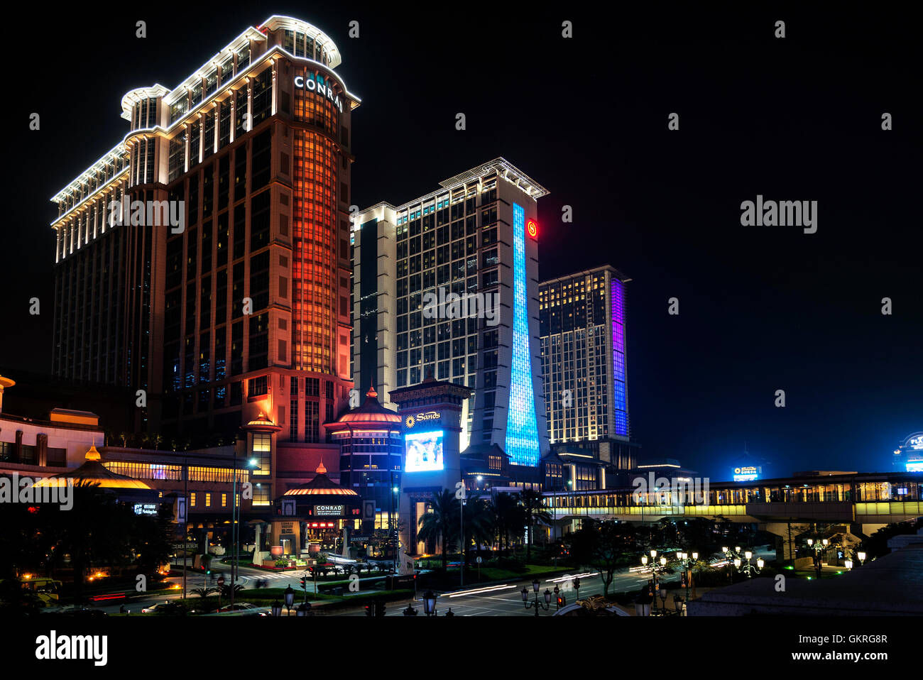 Casino-resorts in berühmten Cotai Strip in Macau Glücksspiel Macau China in der Nacht Stockfoto