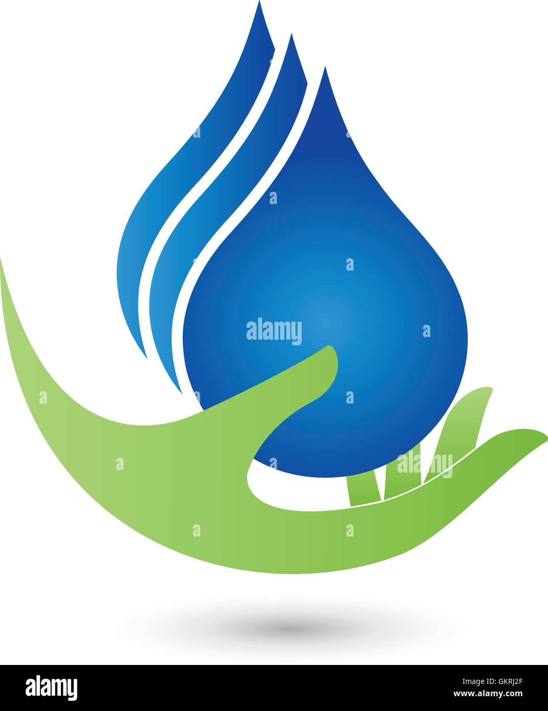 drei Tropfen und Hand-Logo, Wasser, hand Stock Vektor