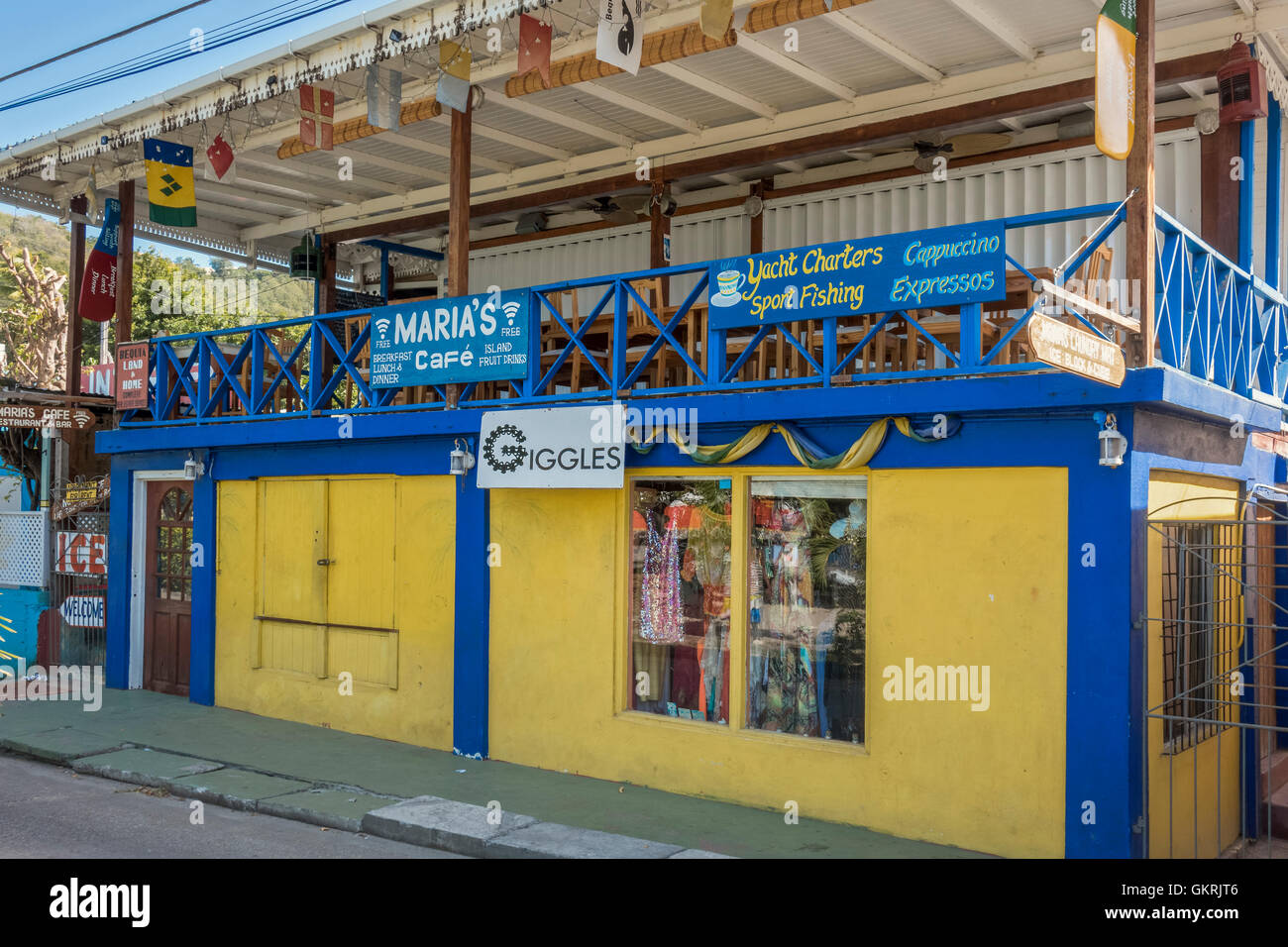 Marias Cafe und kichert Port Elizabeth Grenadinen St. Vincent West Indies Stockfoto