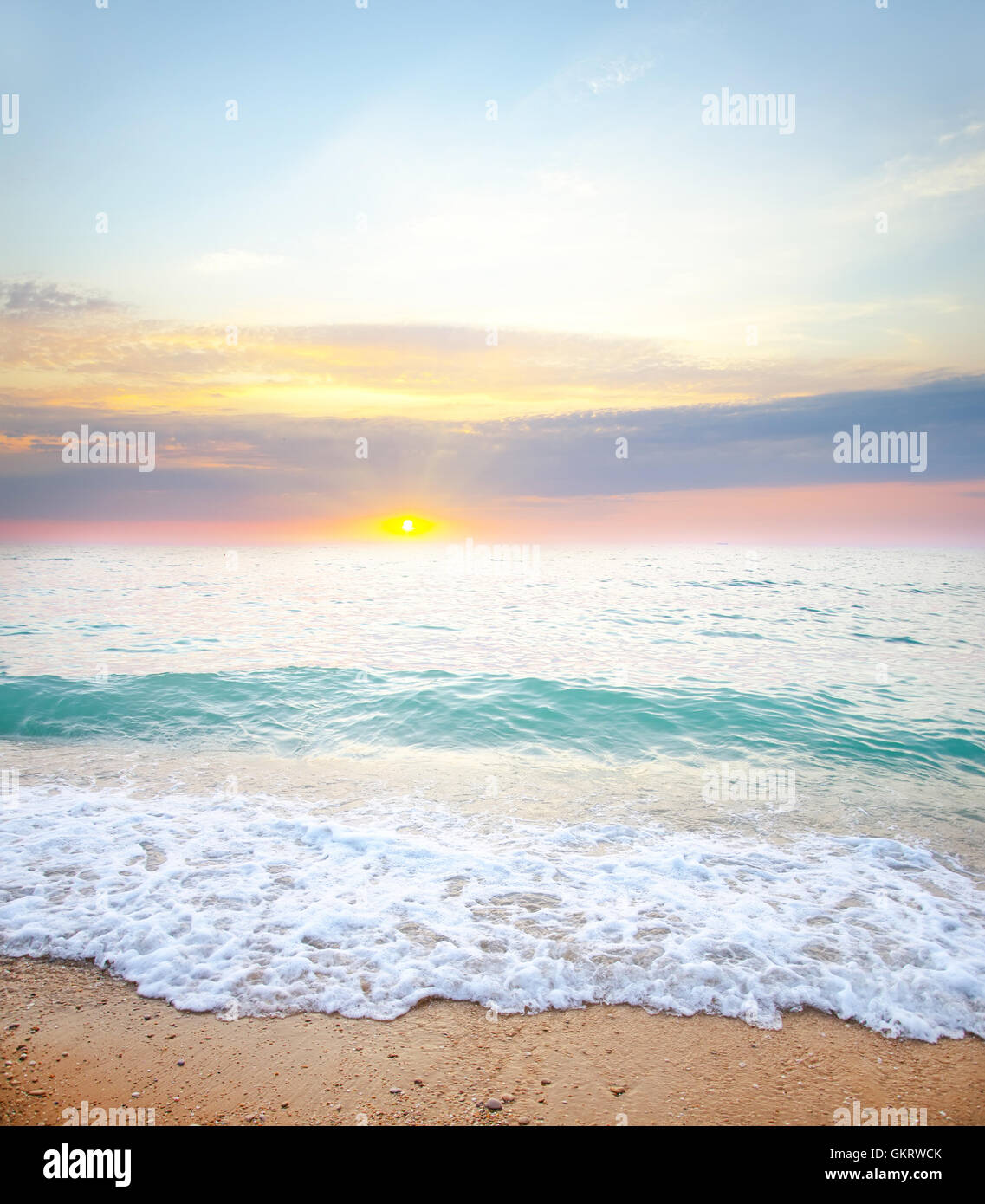 Meer und Sonnenuntergang Stockfoto