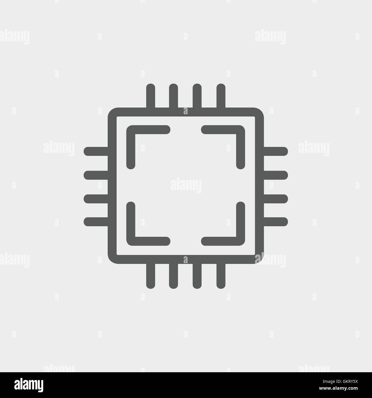 CPU-dünne Linie-Symbol Stock Vektor