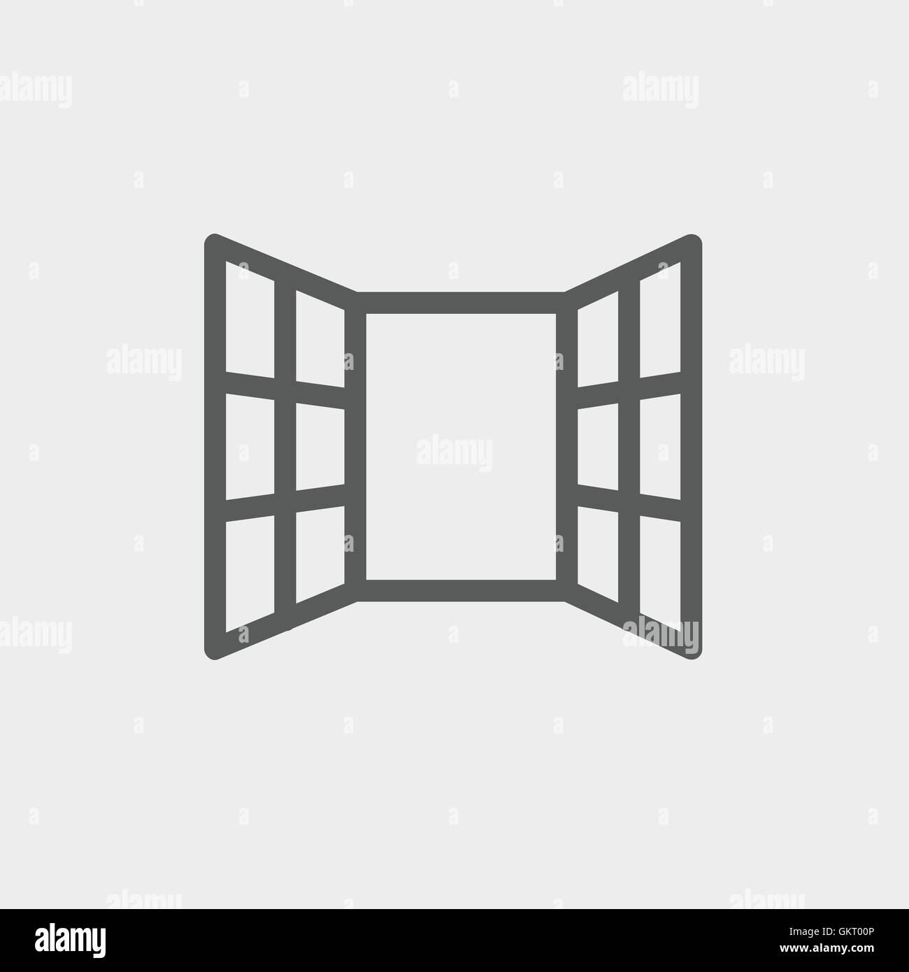 Geöffneten Fenster dünne Liniensymbol Stock Vektor
