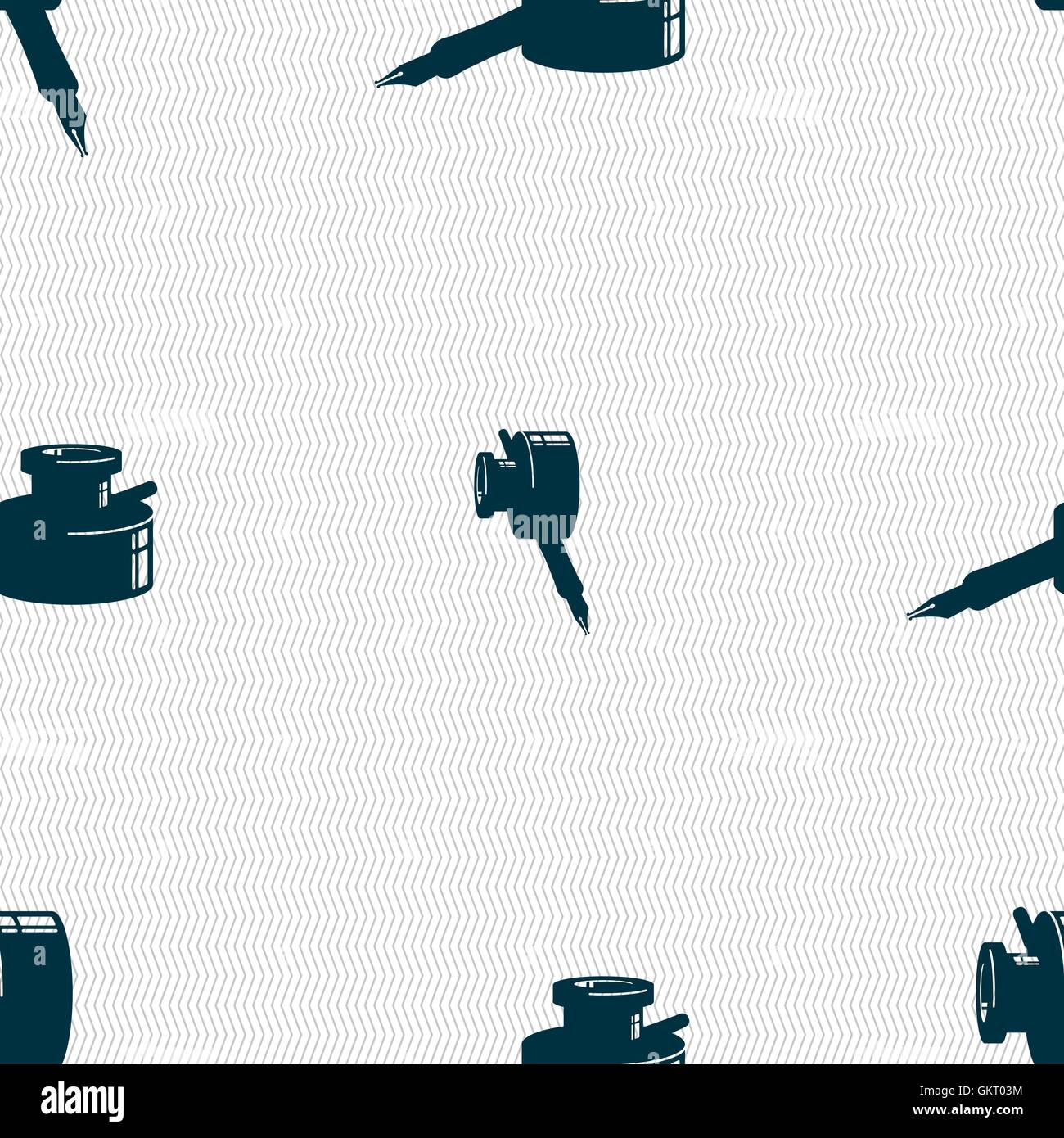 Feder und Tinte Symbol Zeichen. Nahtlose Muster mit geometrischen Struktur. Vektor Stock Vektor