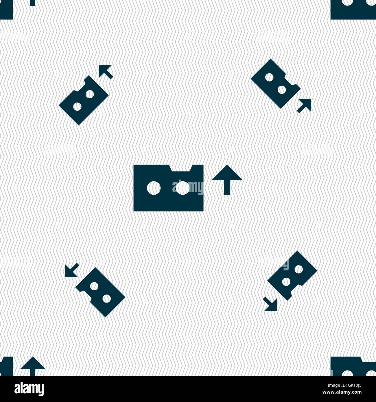 Audio-Kassette Symbol Zeichen. Nahtlose Muster mit geometrischen Struktur. Vektor Stock Vektor