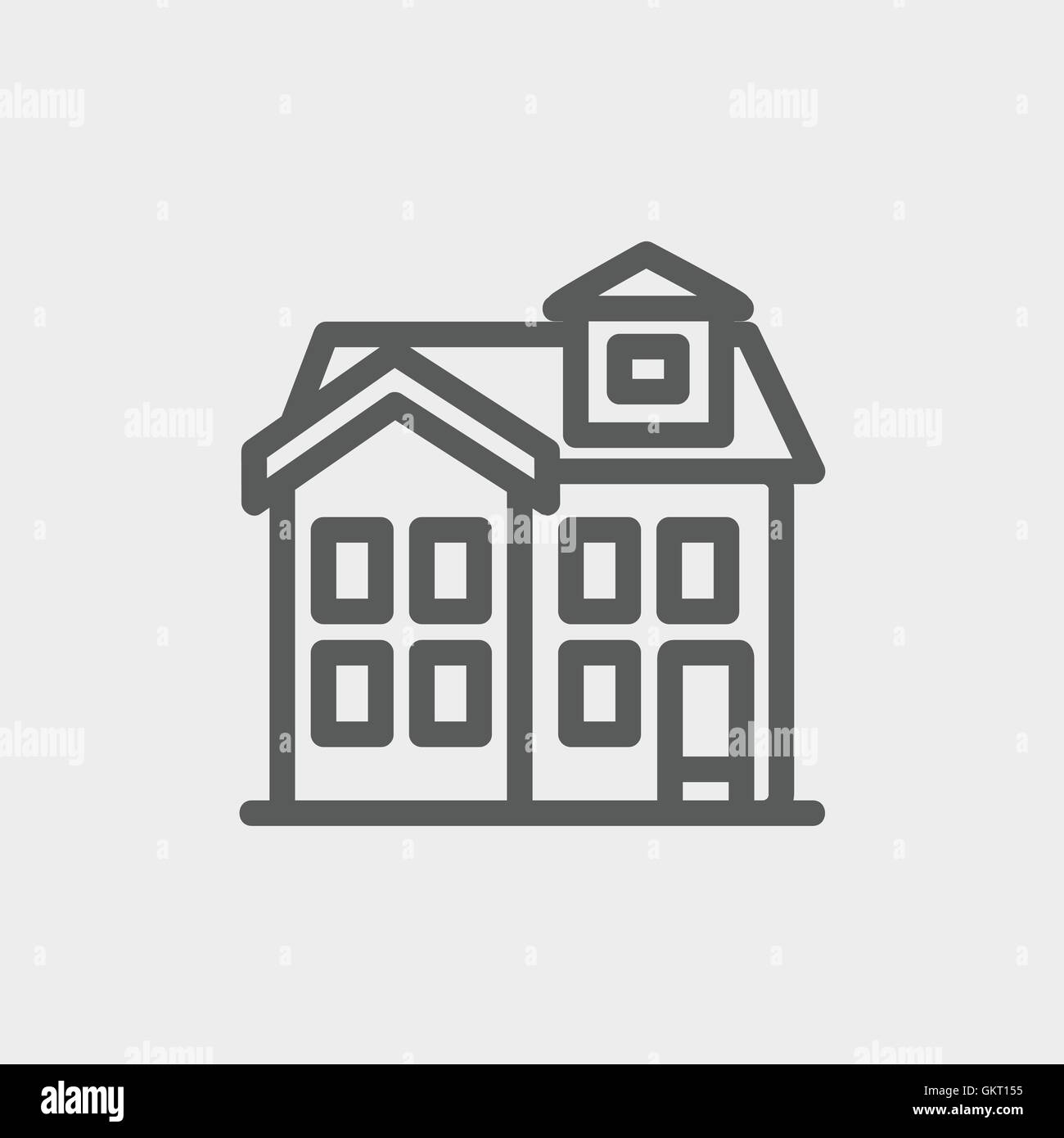 Haus mit Schornstein dünne Liniensymbol Stock Vektor