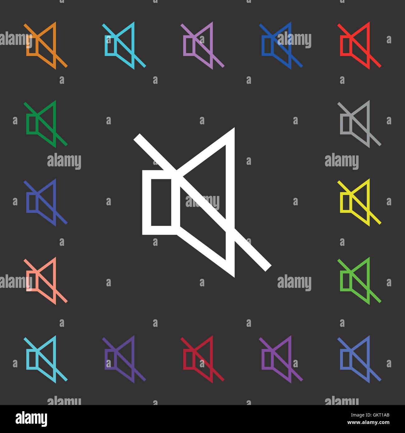 ohne Ton stumm Symbol Zeichen. Viele bunte Symbole für Ihr Design. Vektor Stock Vektor