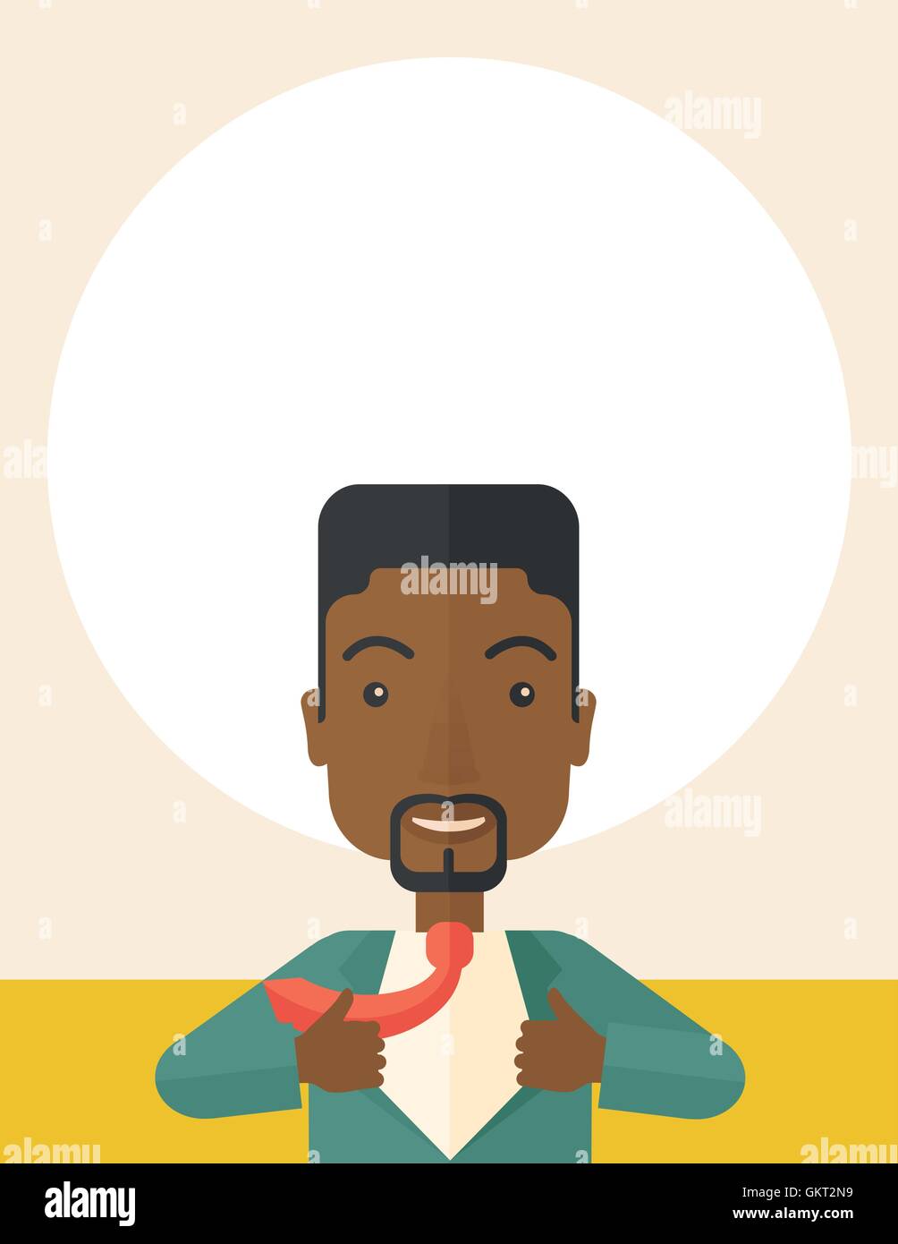 Happy arbeiten afrikanischen Mann, seine Kleider zu wechseln. Stock Vektor