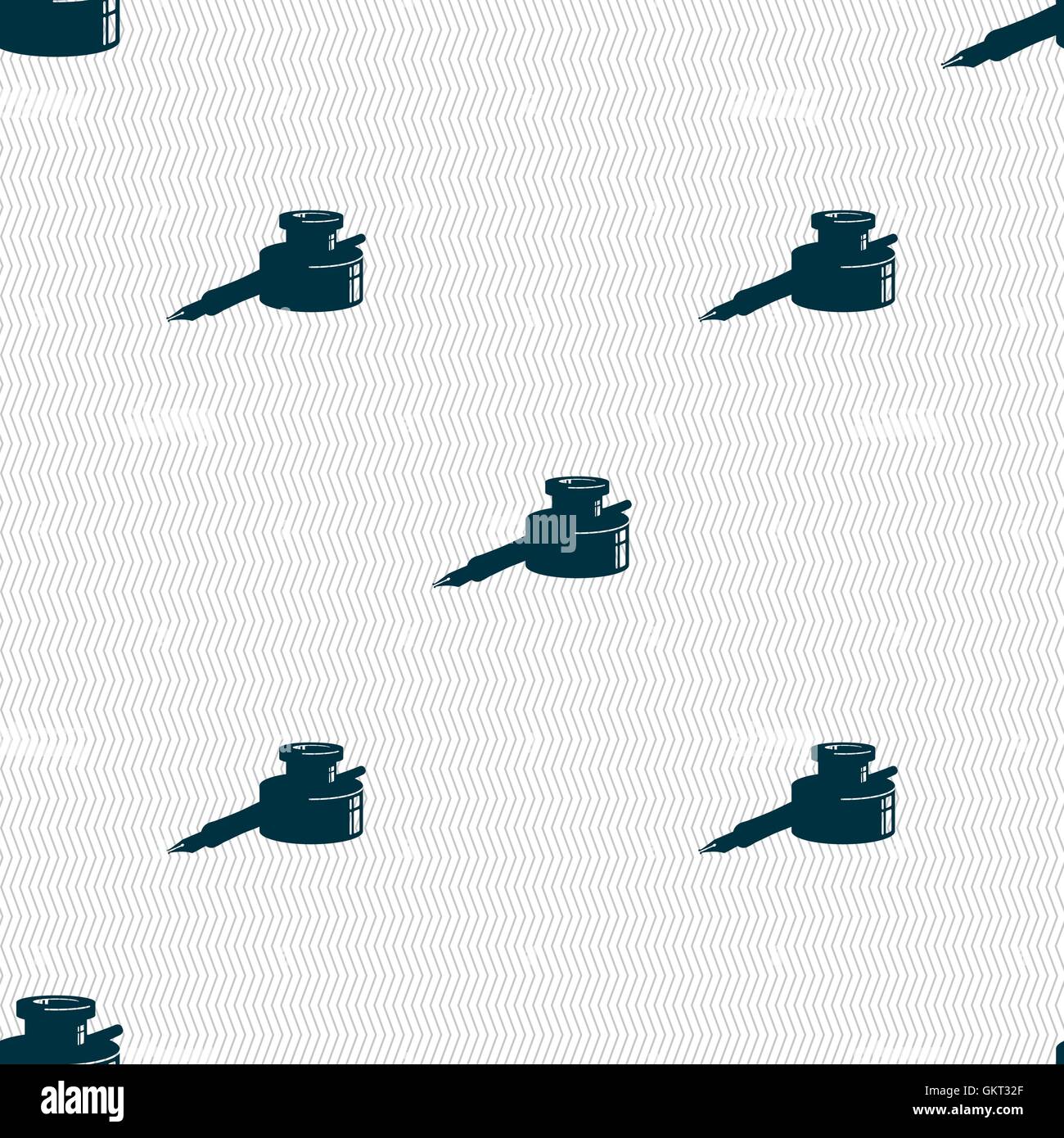 Feder und Tinte Symbol Zeichen. Nahtlose Muster mit geometrischen Struktur. Vektor Stock Vektor