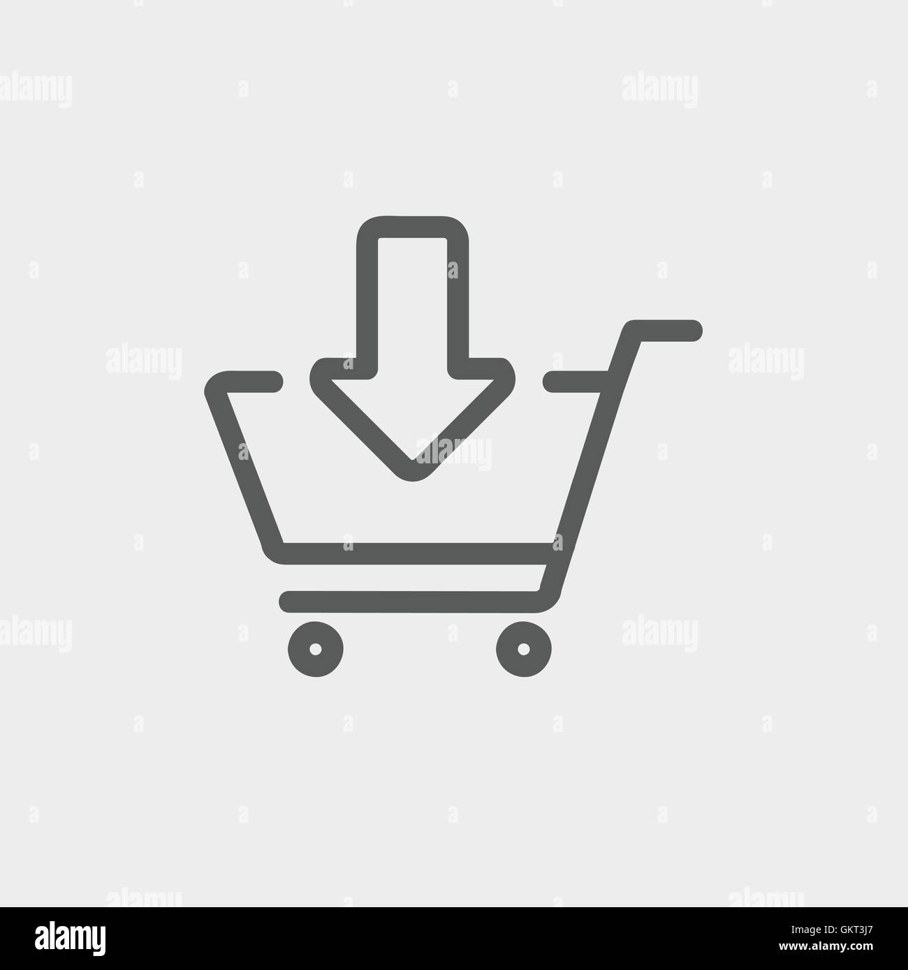 Entfernen Sie vom Einkaufen Warenkorbsymbol dünne Linie Stock Vektor