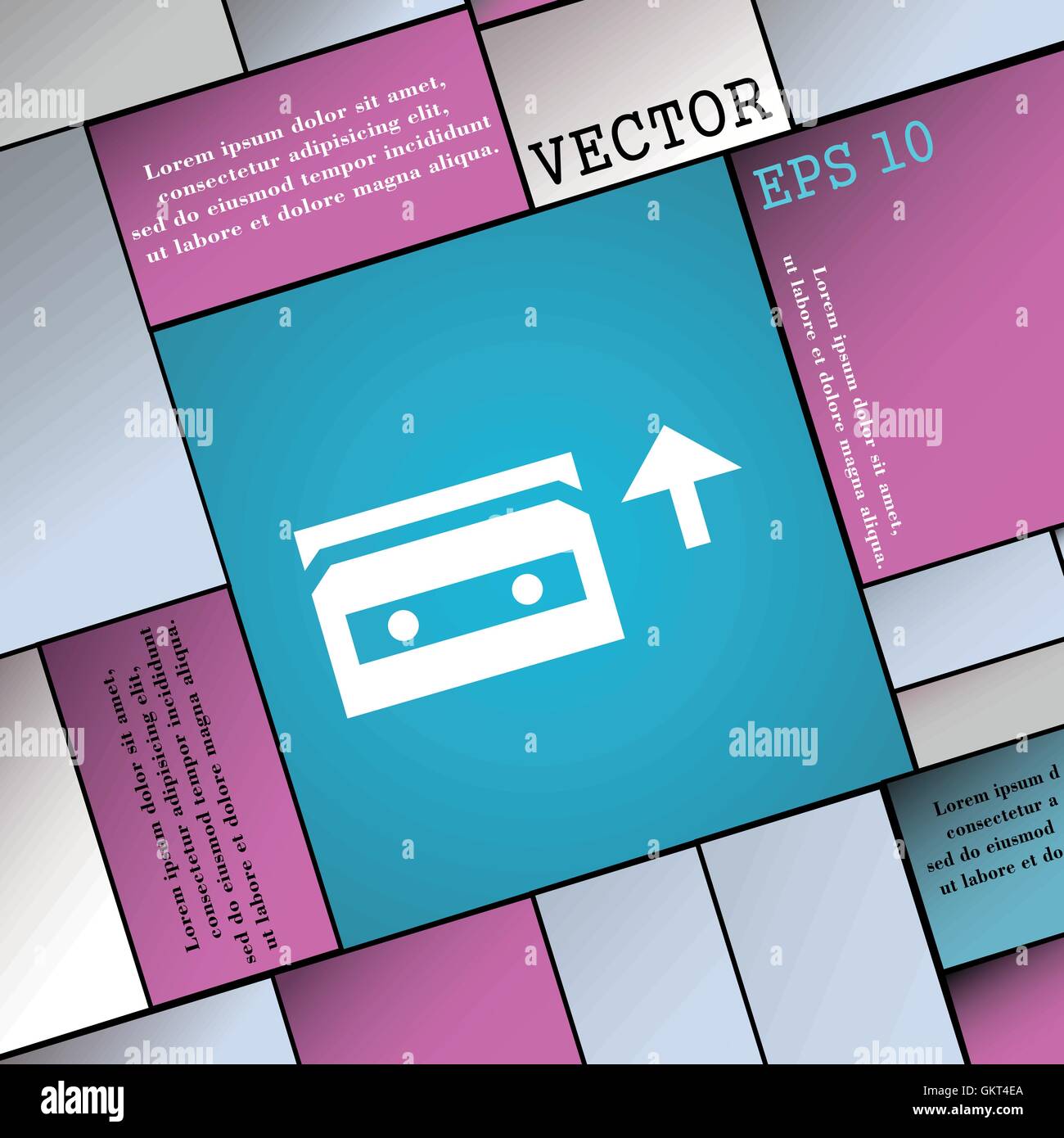 Audio-Kassette Symbol Zeichen. Flache Jugendstil für Ihr Design. Vektor Stock Vektor