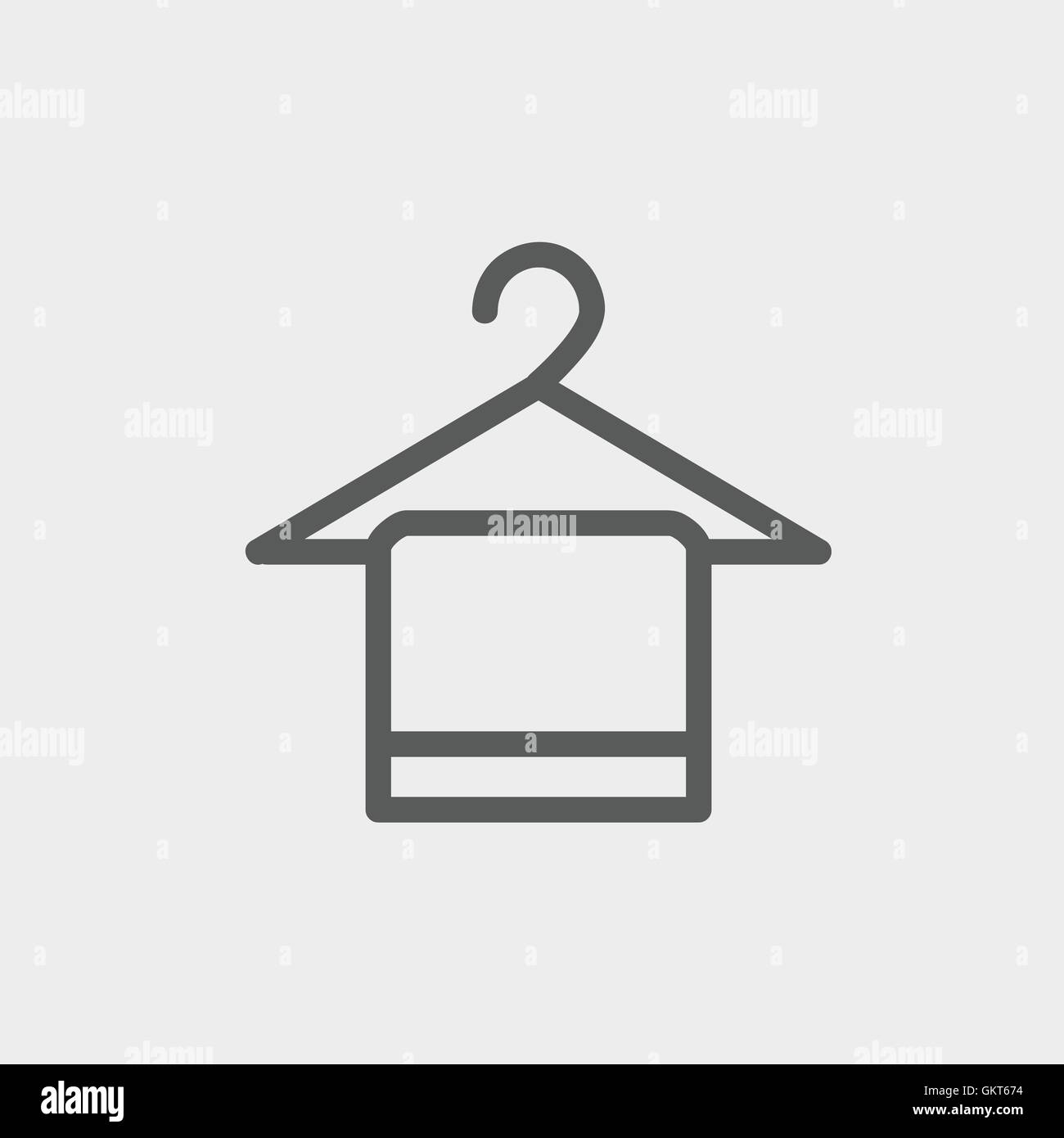 Handtuch auf Kleiderbügel dünne Liniensymbol Stock Vektor