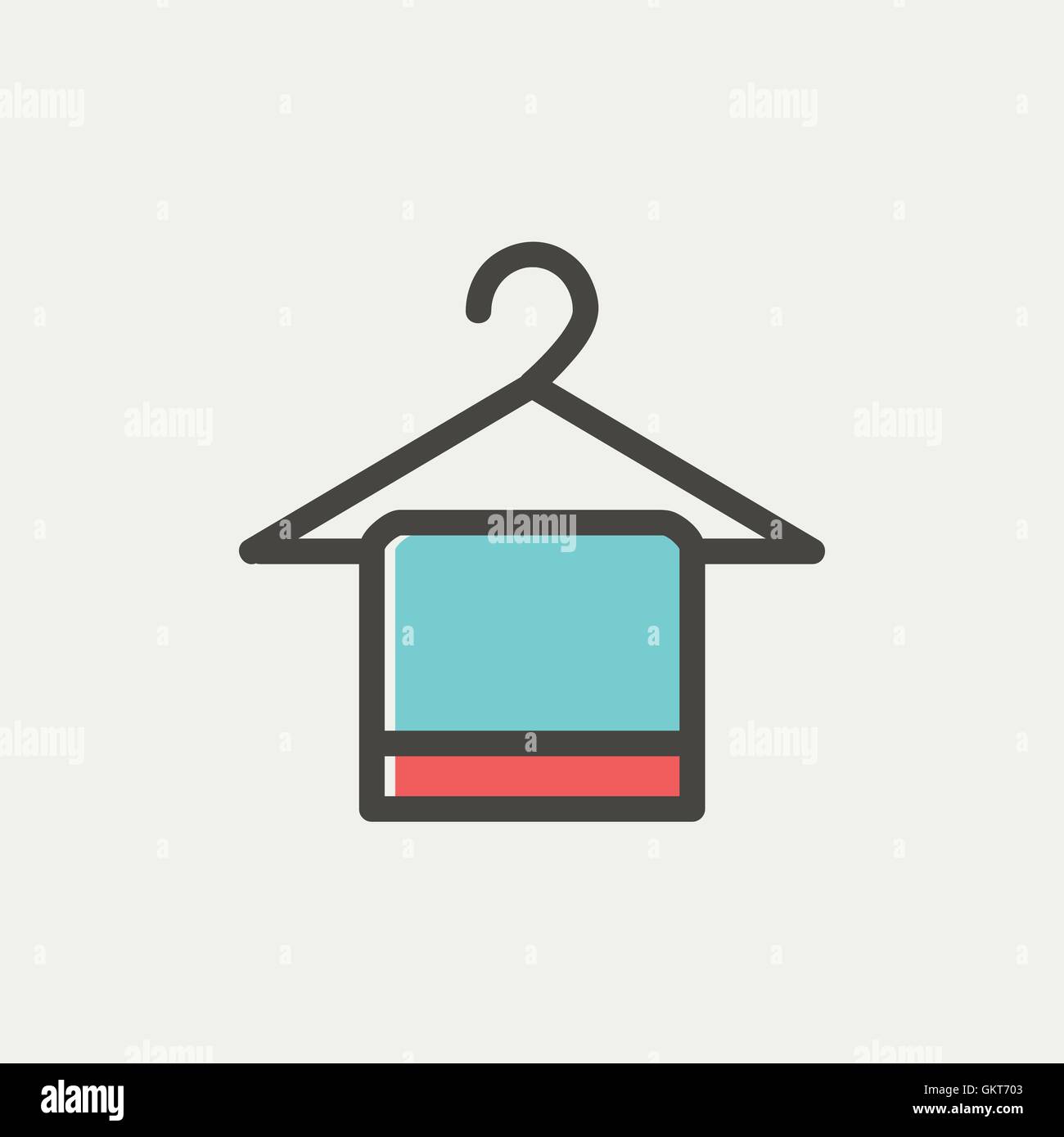 Handtuch auf Kleiderbügel dünne Liniensymbol Stock Vektor