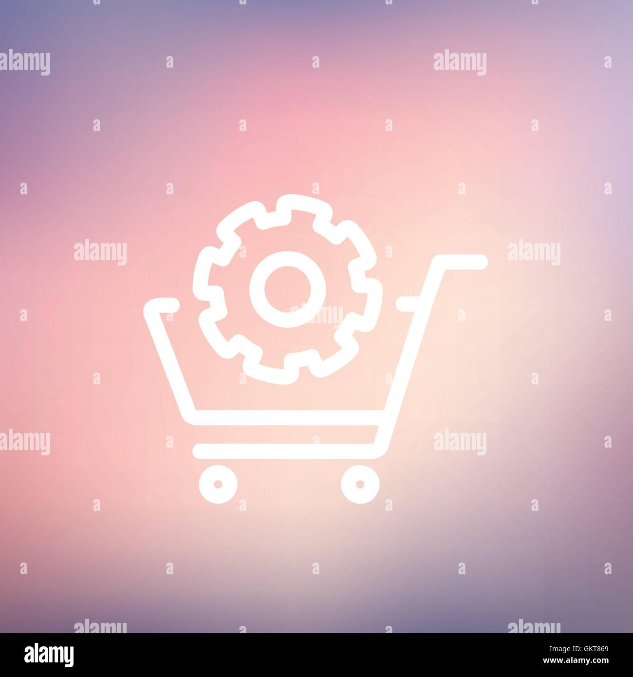 Warenkorb mit Zahnradsymbol dünne Linie Stock Vektor