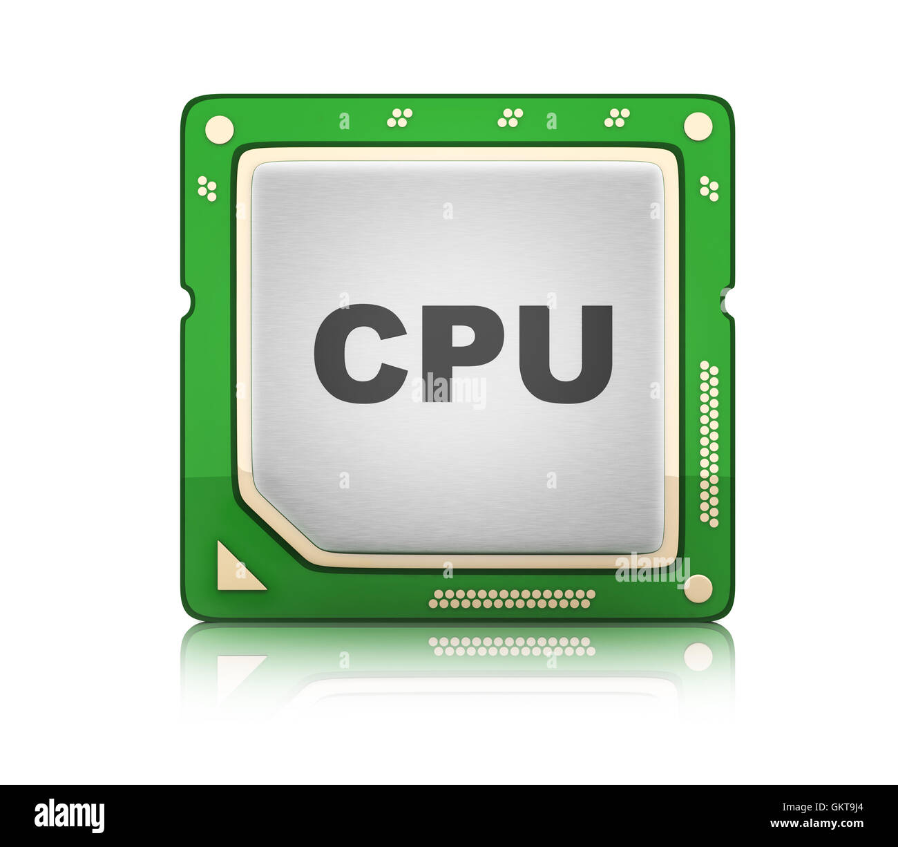 CPU-zentrale Prozessoreinheit auf weißem Hintergrund (in 3D-Rendering getan) Stockfoto
