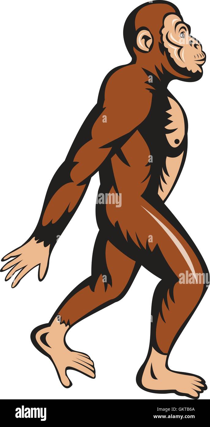 Neandertaler zu Fuß Seite Cartoon Stock Vektor