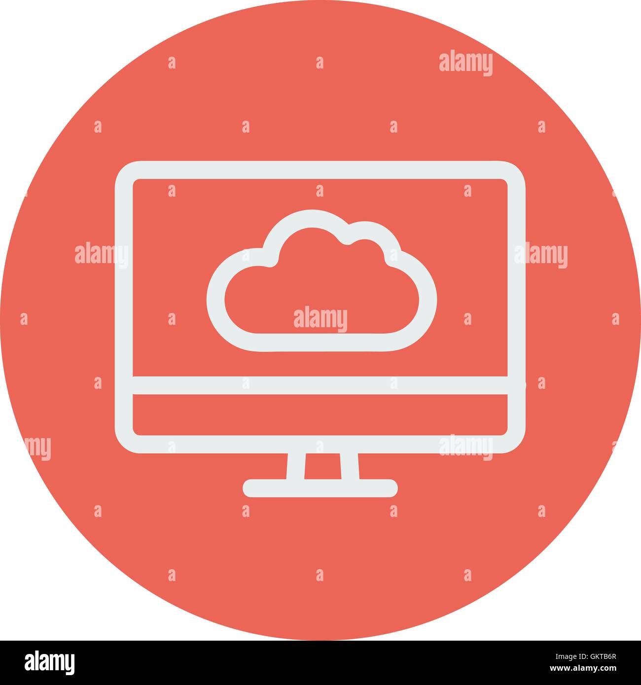 Monitor mit Wolkensymbol dünne Linie Stock Vektor