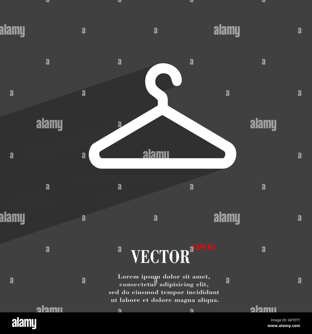 Kleiderbügel Symbol Symbol flach moderne Webdesign mit langen Schatten und Platz für Ihren Text. Vektor Stock Vektor
