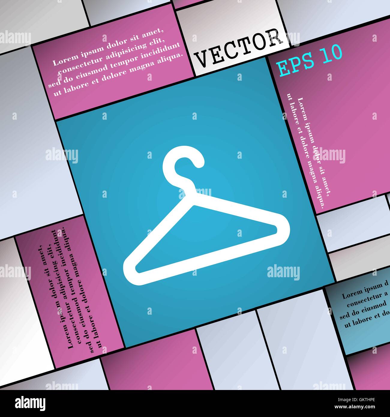 Kleiderbügel Symbol Zeichen. Flache Jugendstil für Ihr Design. Vektor Stock Vektor